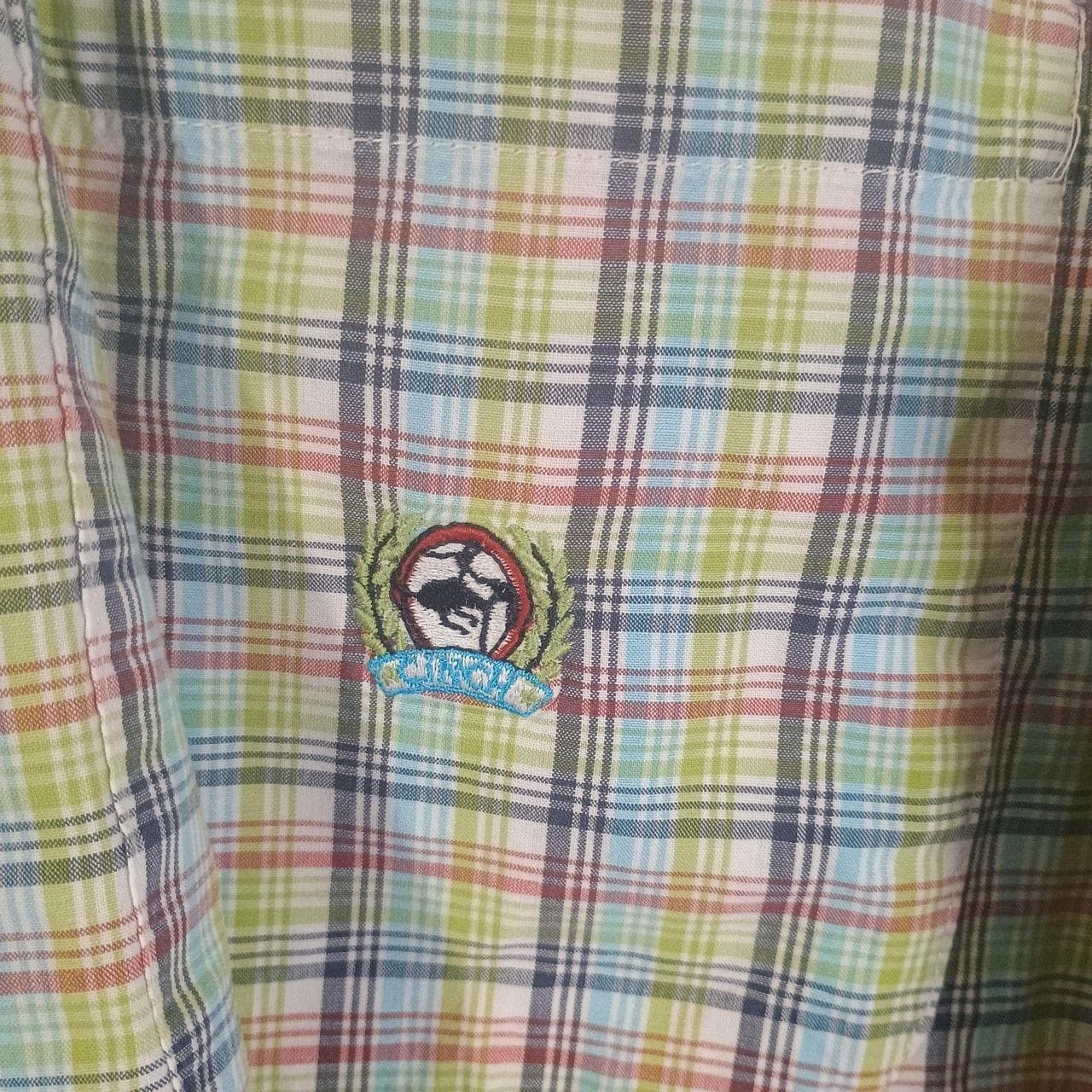 CINCH LONG SLEEVE SHIRT MEN'S SIZE S TAN AND BLUE CHECK PLAID - Thumbnail 4