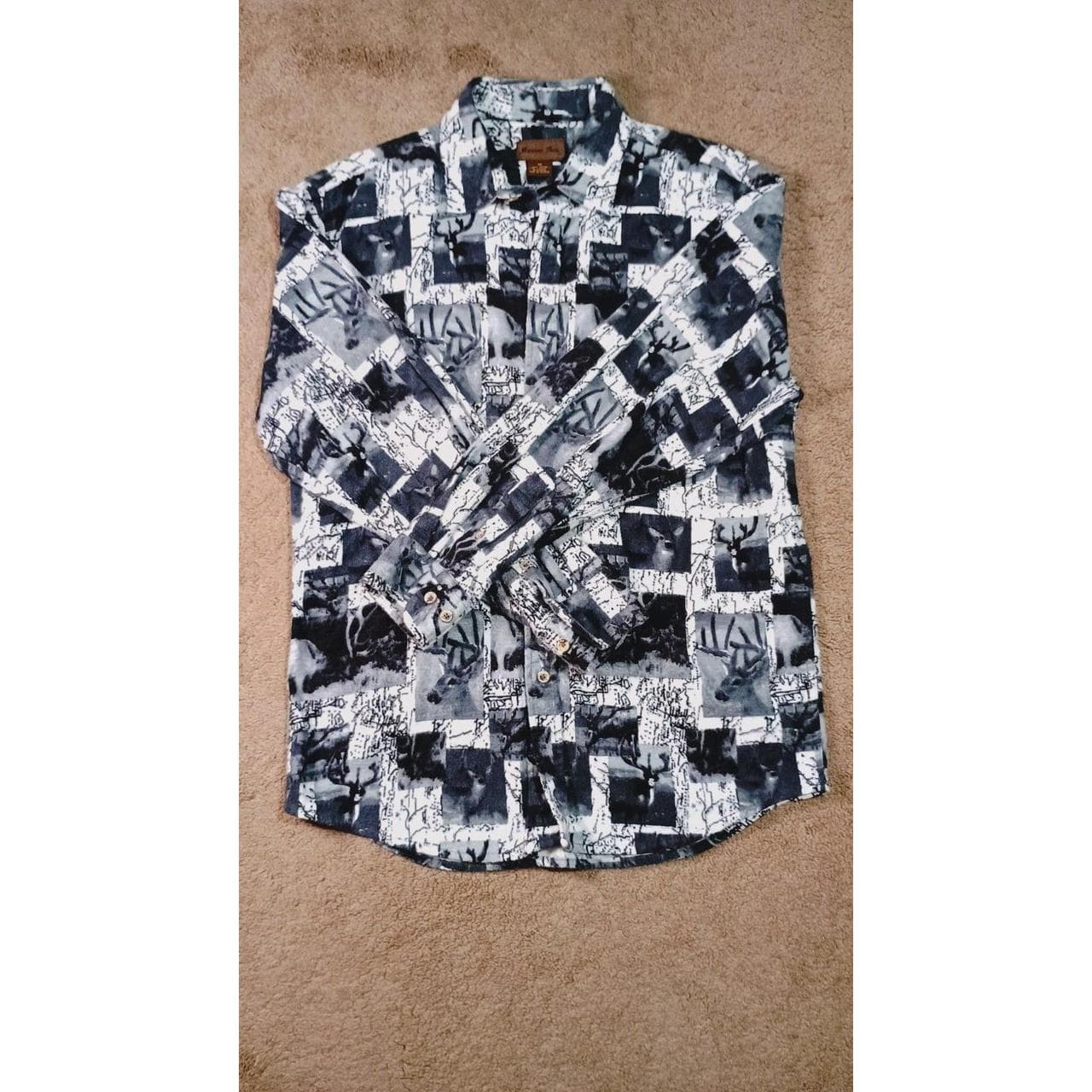 Marino Bay Heavy Thick Flannel Shirt for Men 100% Cotton Mens Large Deer & Elk Print Soft Material - Thumbnail 2