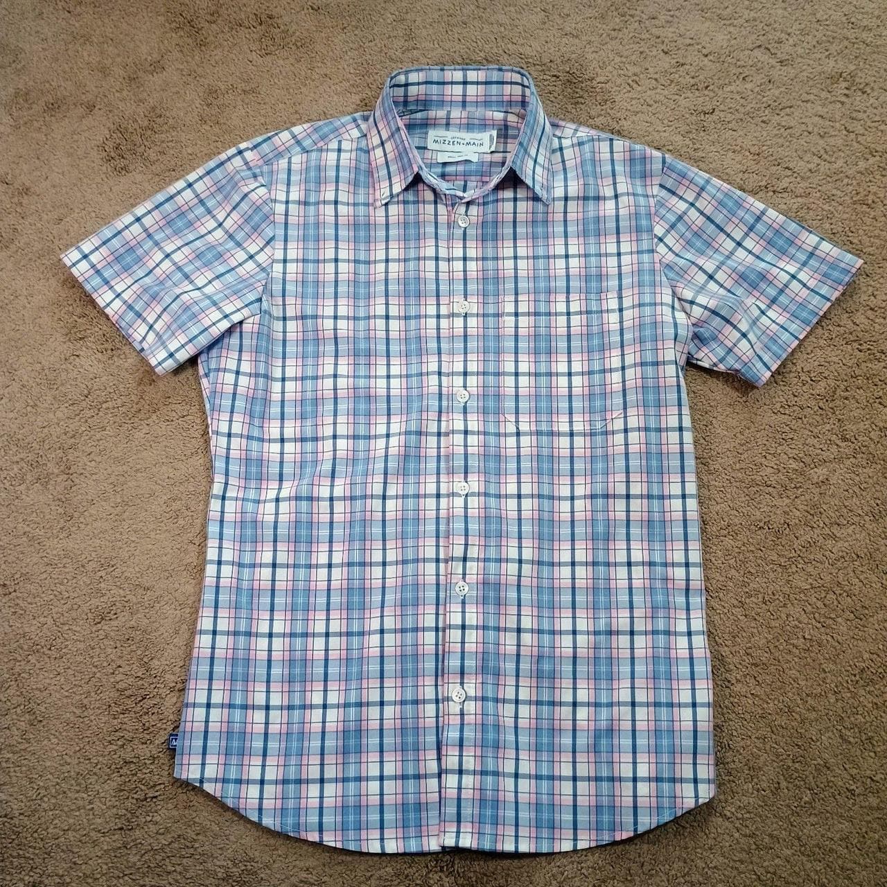 MIZZEN MAIN LEEWARD TRIM FIT SHIRT SMALL PERFORMANCE NO TUCK SHORT SLEEVE SHIRT PREPPY - Thumbnail 2