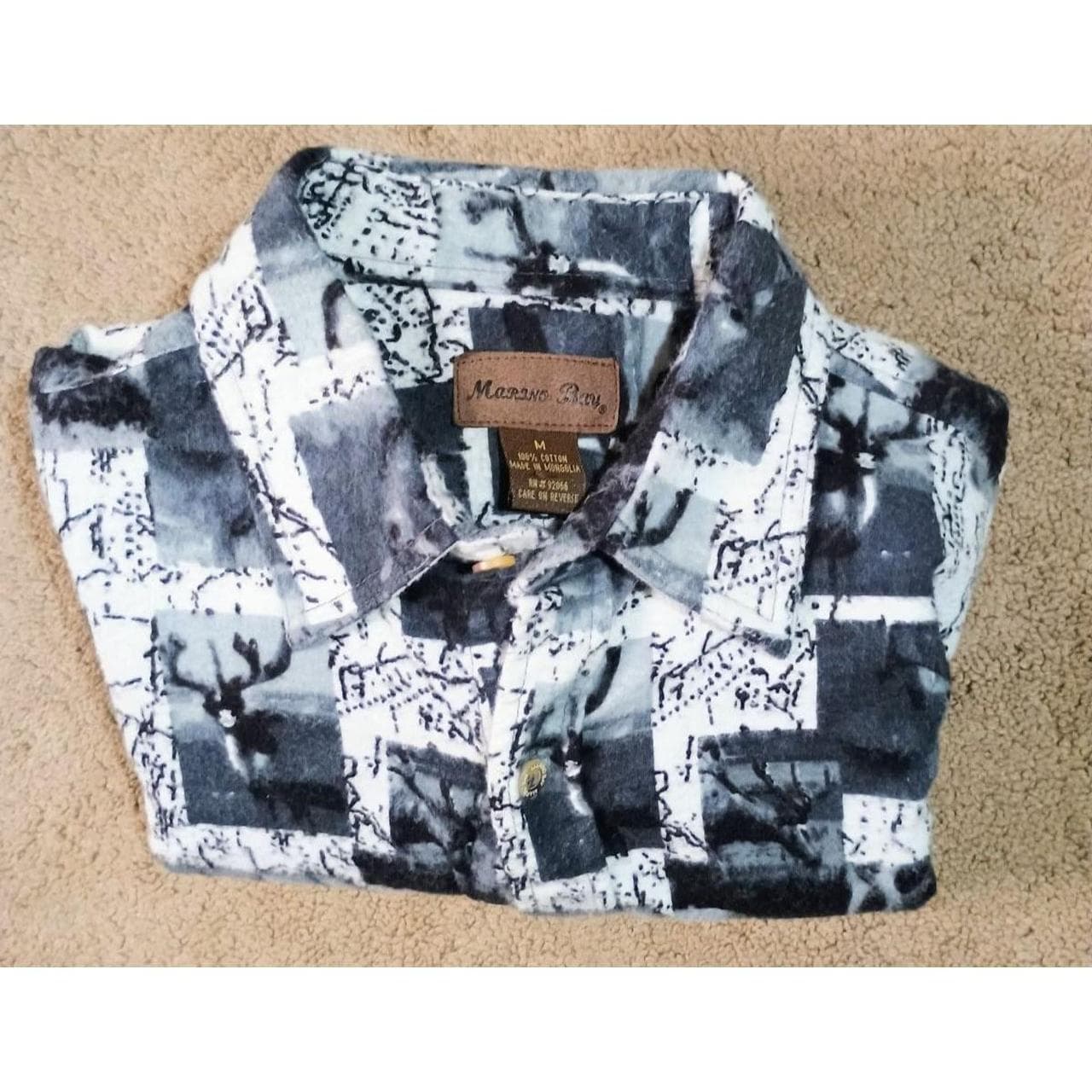 Marino Bay Heavy Thick Flannel Shirt for Men 100% Cotton Mens Large Deer & Elk Print Soft Material - Thumbnail 4