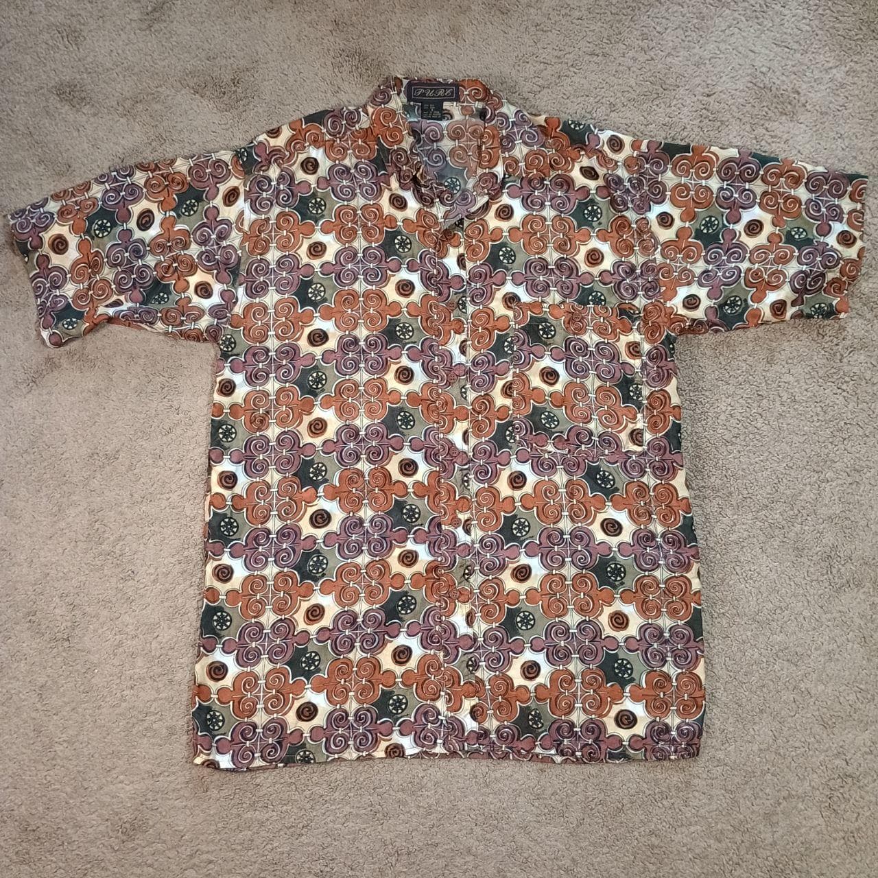 PURE Brand Silk Shirt – Lightweight, Silky Smooth, Ionic Swirl Print - Thumbnail 2