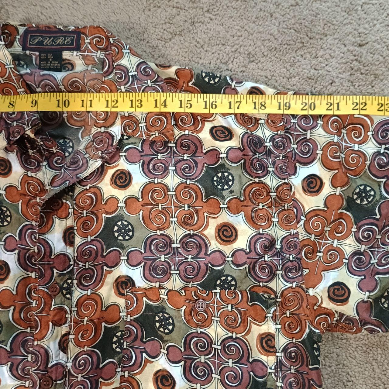 PURE Brand Silk Shirt – Lightweight, Silky Smooth, Ionic Swirl Print - Thumbnail 5