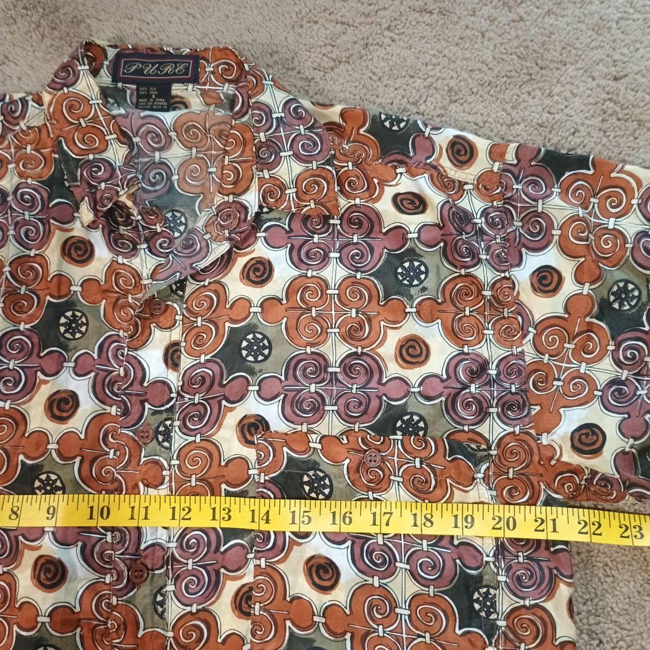 PURE Brand Silk Shirt – Lightweight, Silky Smooth, Ionic Swirl Print - Thumbnail 6