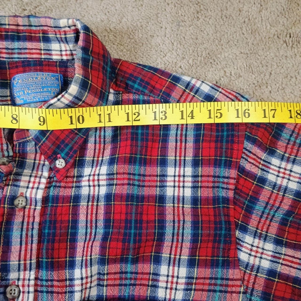 PENDLETON WOOL FLANNEL SHIRT WOMANS LARGE RED /WHITE CHECK LONG SLEEVE BUTTON UP - Thumbnail 4