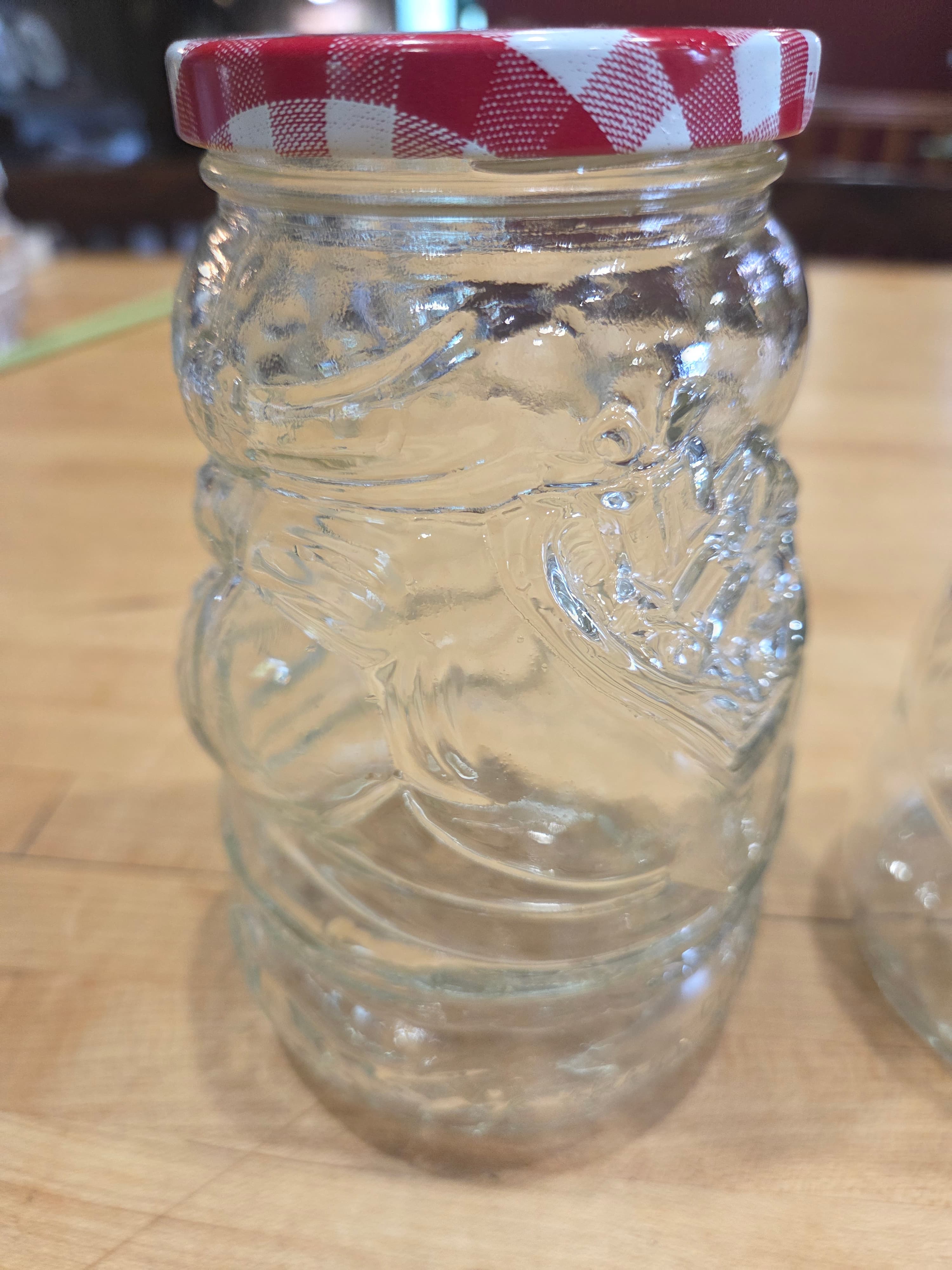 Vintage Welchs Jelly Holiday Jars Santa and Snowman Molded Clear Glass Set of 2 - Thumbnail 3