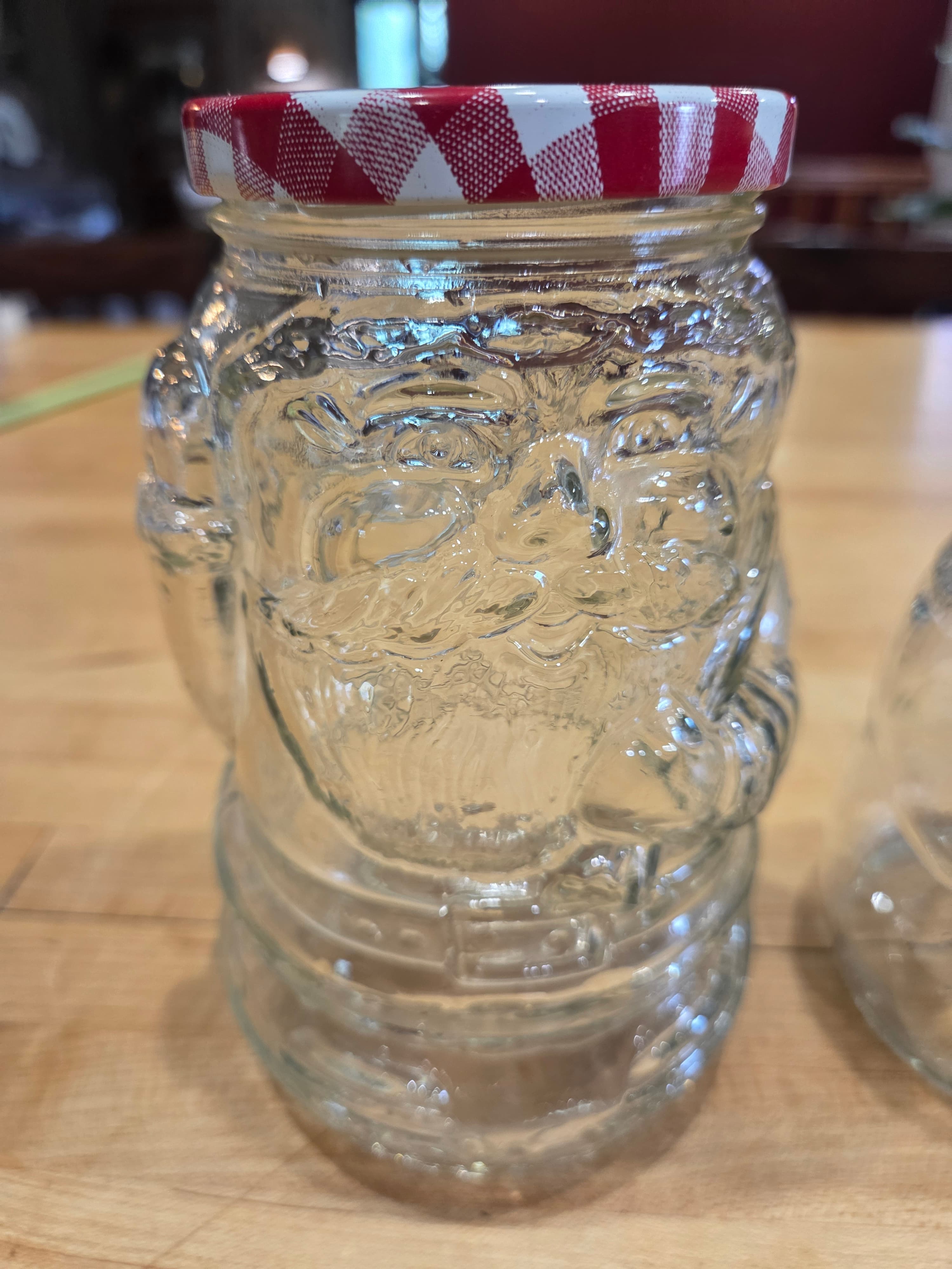Vintage Welchs Jelly Holiday Jars Santa and Snowman Molded Clear Glass Set of 2 - Thumbnail 2