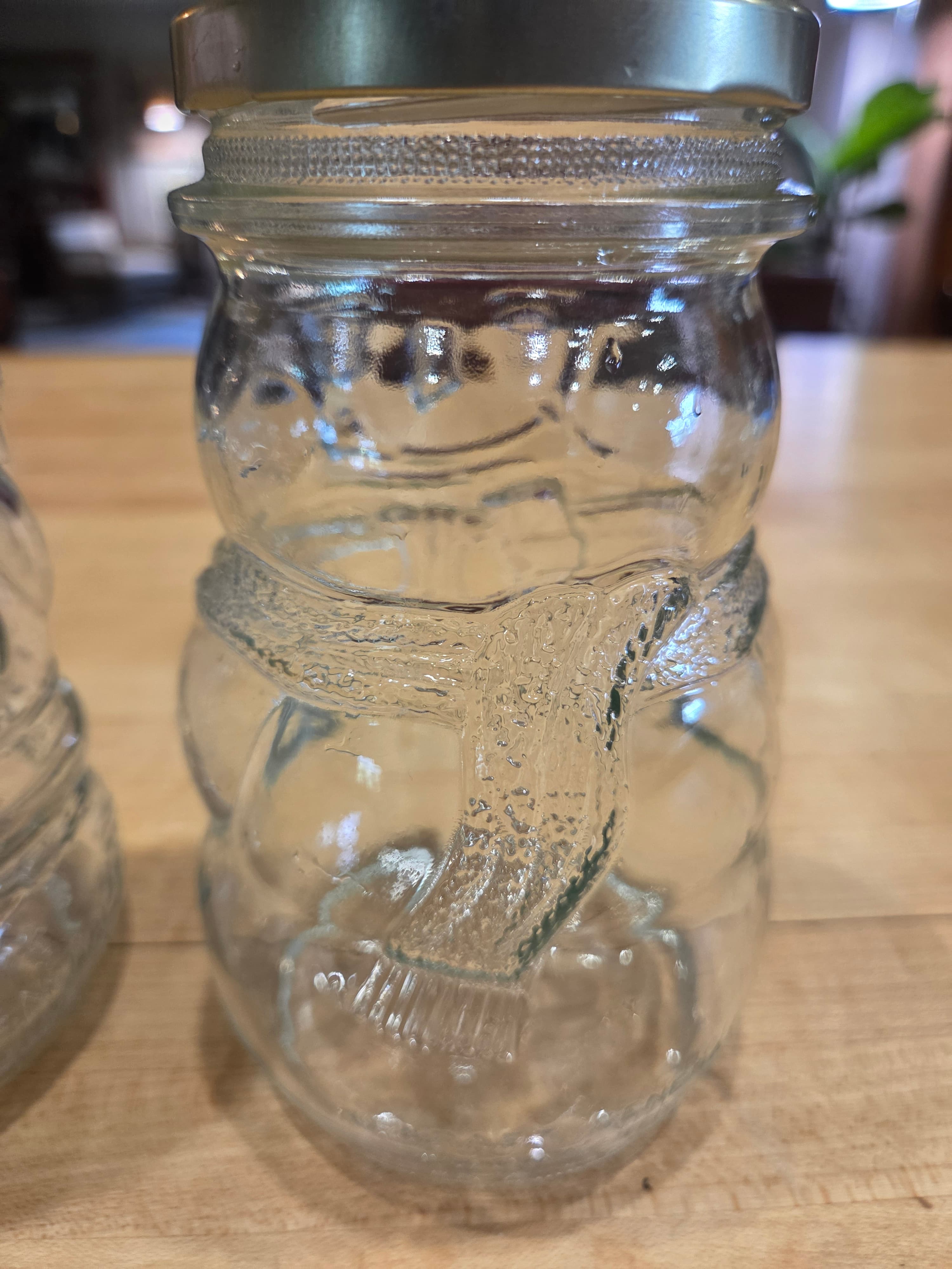 Vintage Welchs Jelly Holiday Jars Santa and Snowman Molded Clear Glass Set of 2 - Thumbnail 5