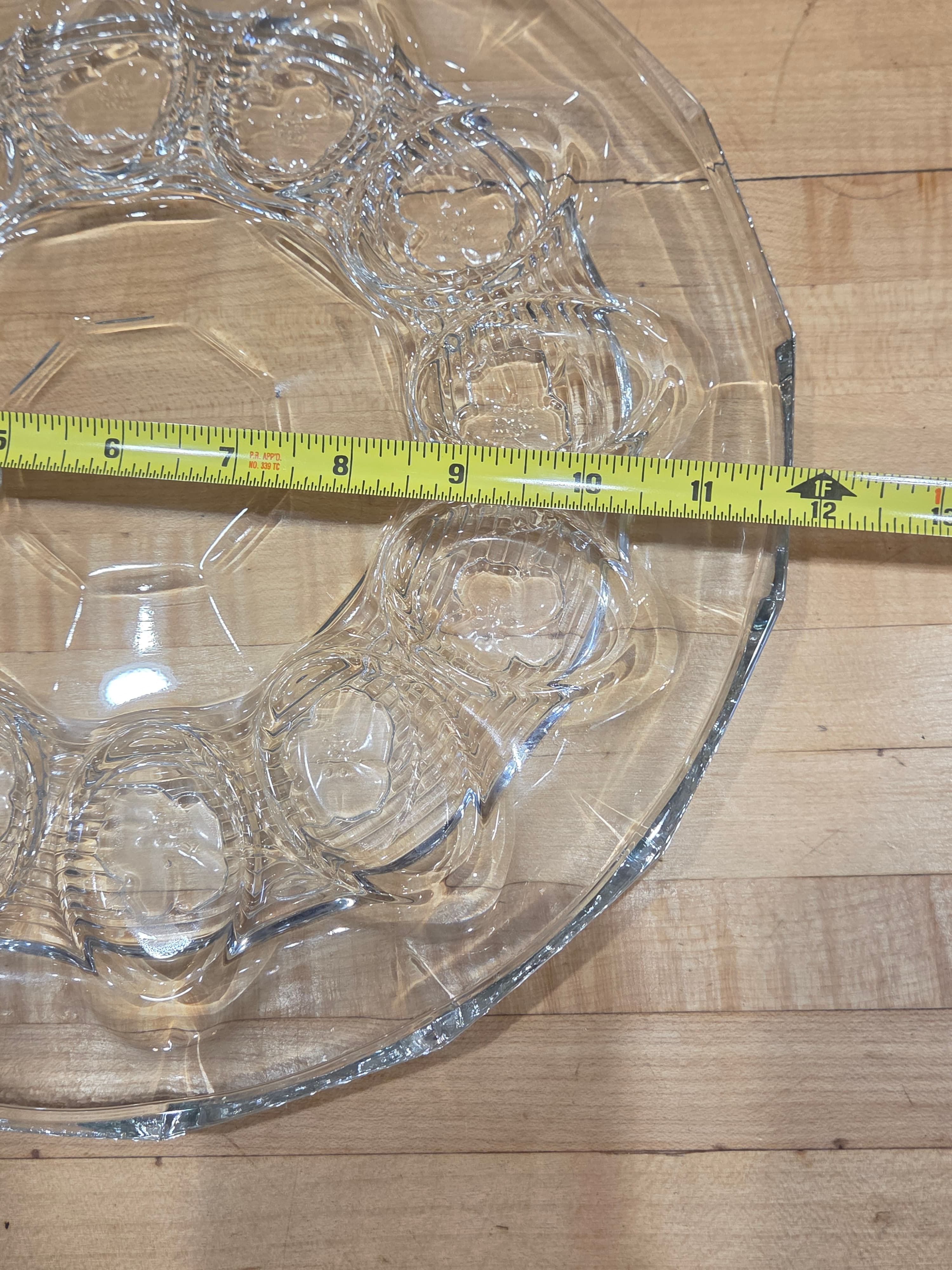 Vintage Anchor Hocking Fairfield Clear Glass Deviled Egg Plate Platter 11 Inch - Thumbnail 8