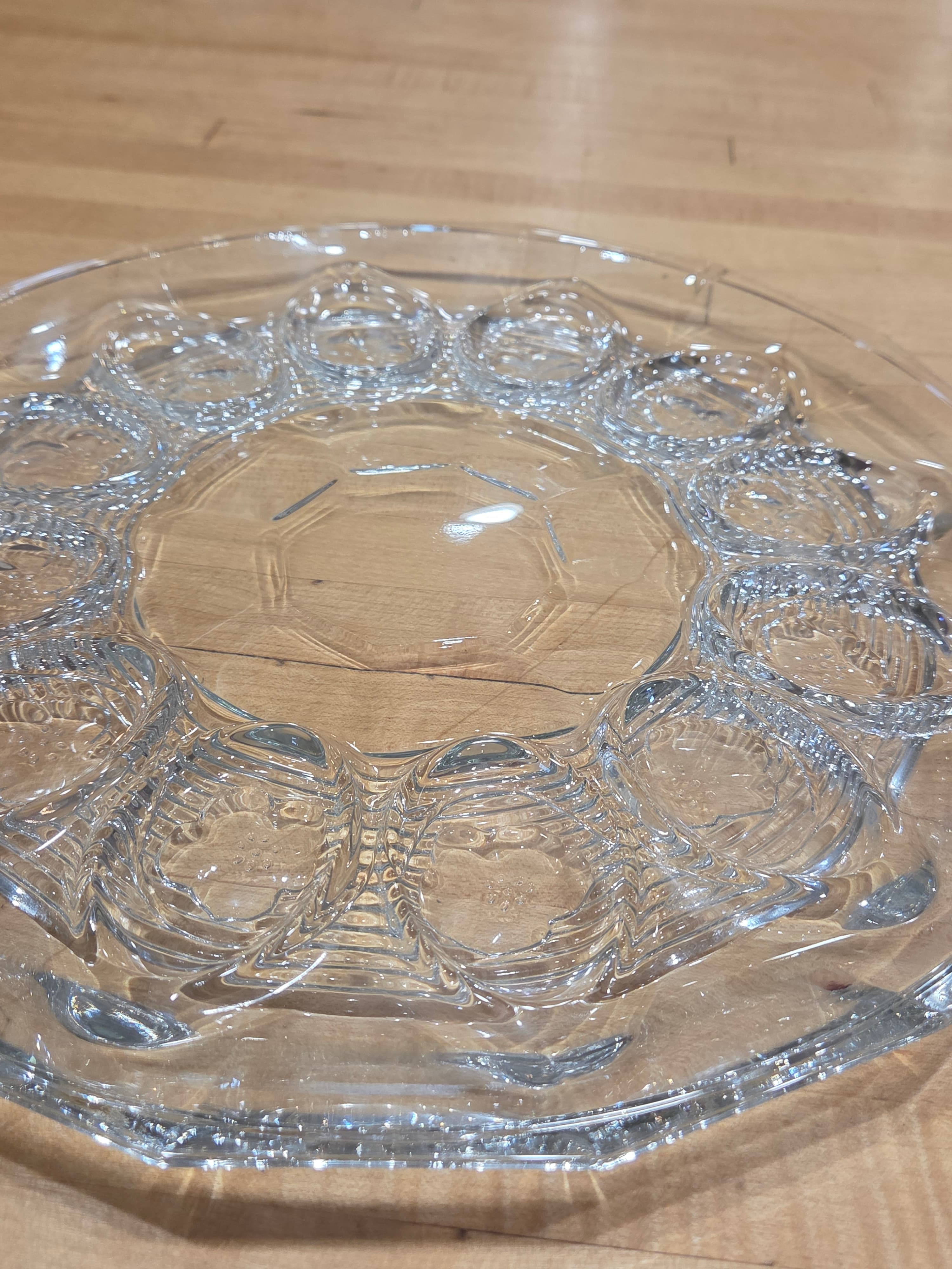 Vintage Anchor Hocking Fairfield Clear Glass Deviled Egg Plate Platter 11 Inch - Thumbnail 5