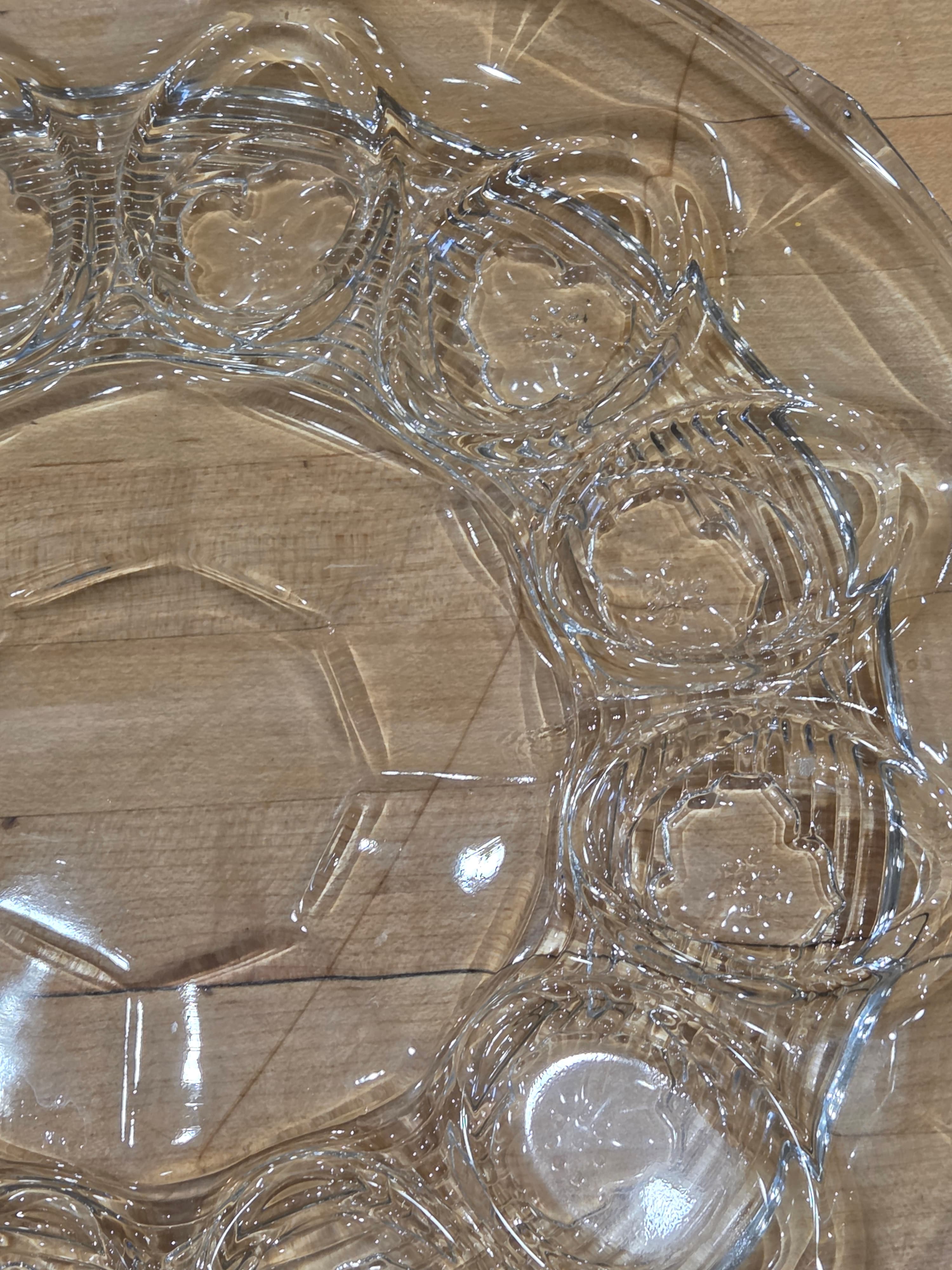 Vintage Anchor Hocking Fairfield Clear Glass Deviled Egg Plate Platter 11 Inch - Thumbnail 6