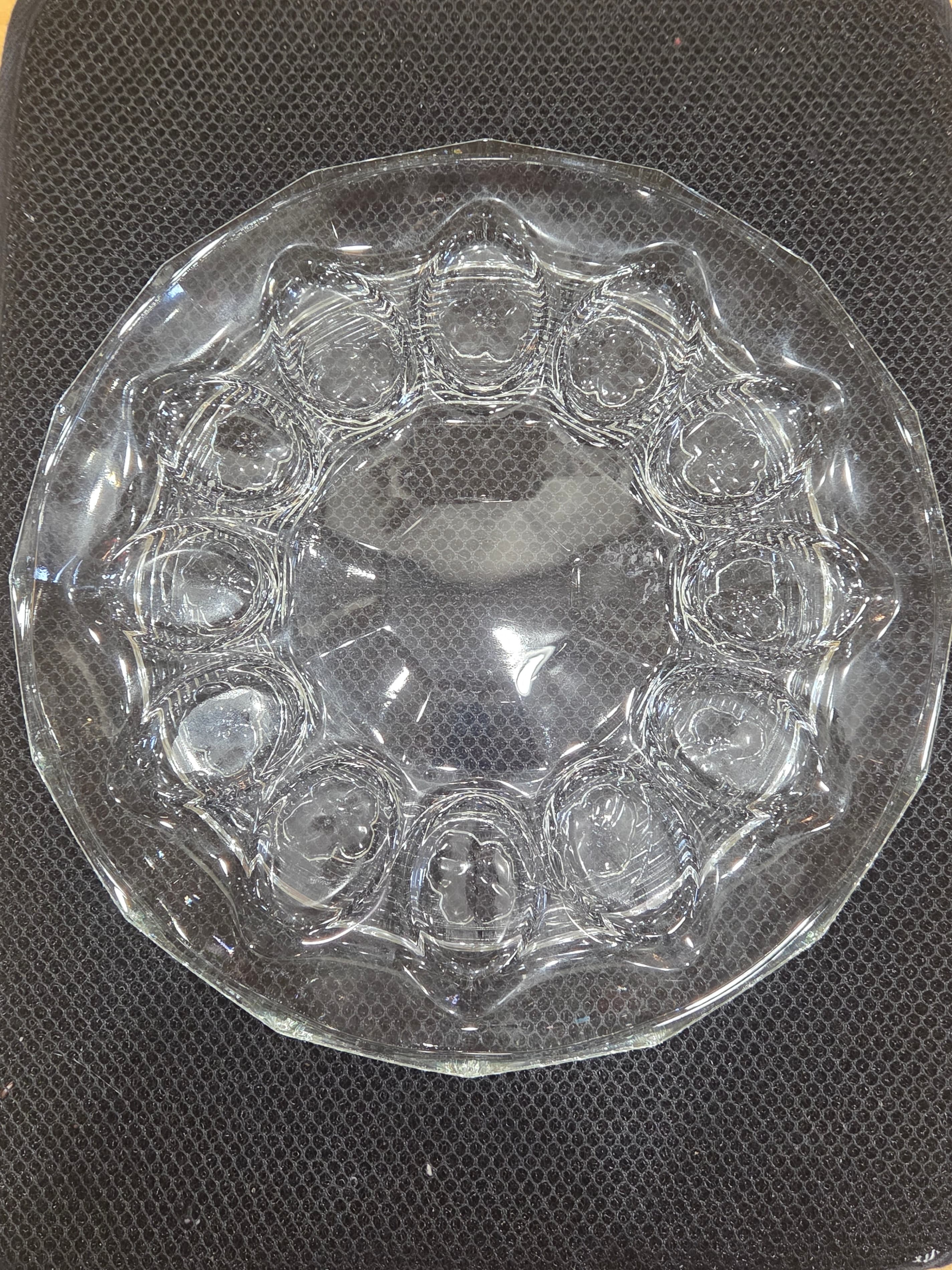 Vintage Anchor Hocking Fairfield Clear Glass Deviled Egg Plate Platter 11 Inch - Thumbnail 2