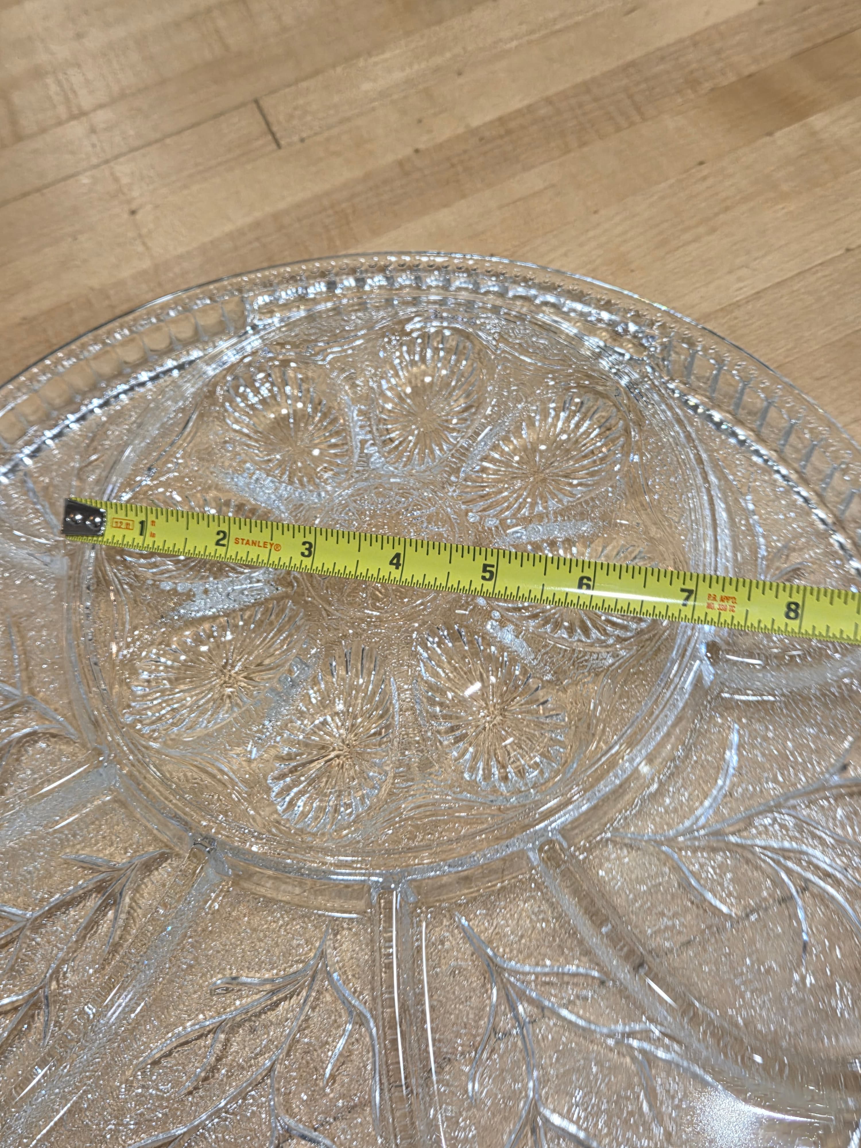 Vintage Indiana Glass Tree of Life Deviled Egg Relish Platter Clear 13 Inch - Thumbnail 4