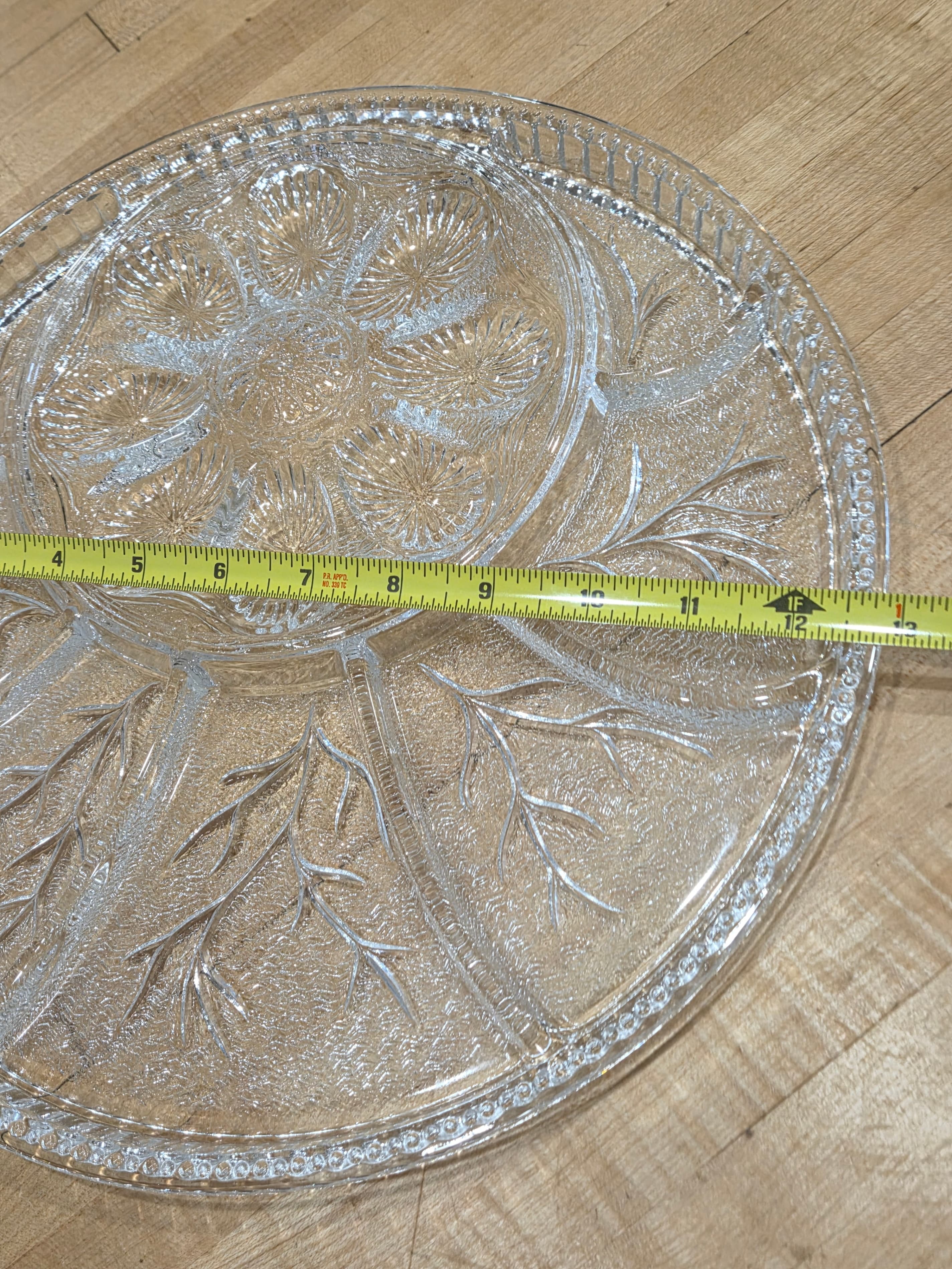 Vintage Indiana Glass Tree of Life Deviled Egg Relish Platter Clear 13 Inch - Thumbnail 5