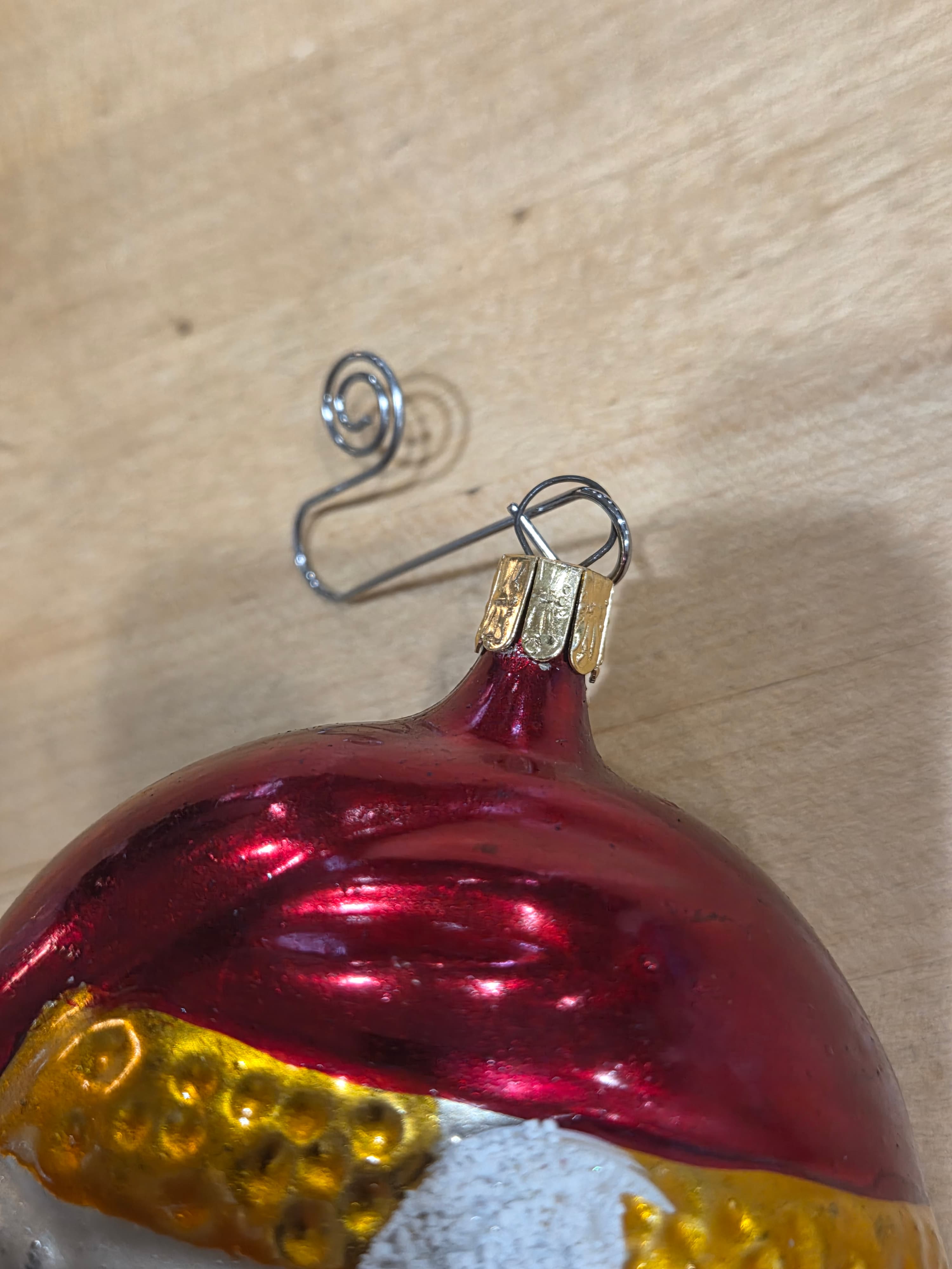 Vintage West Germany Mercury Glass Santa Head Christmas Ornament Mica Beard - Thumbnail 3