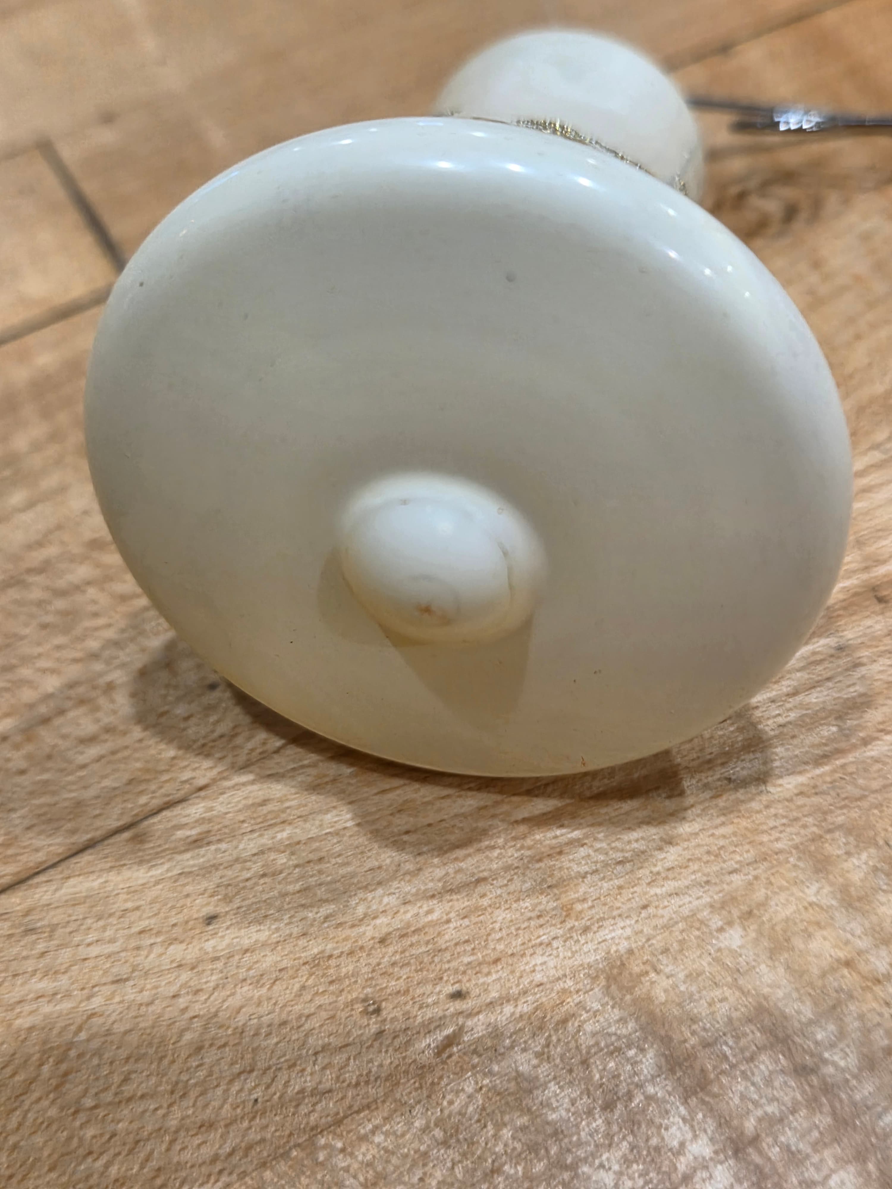 Vintage West Germany Milk Glass Bell Ornament with Wildflower Decal & Gold - Thumbnail 5