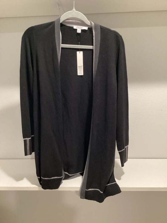 Chico's Lurex Twinset Cardigan Sweater with Contrast Metallic Trim - Thumbnail 4