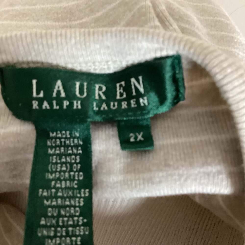 Lauren Ralph Lauren Striped Long Sleeve Crewneck Top Size 2X - Thumbnail 2