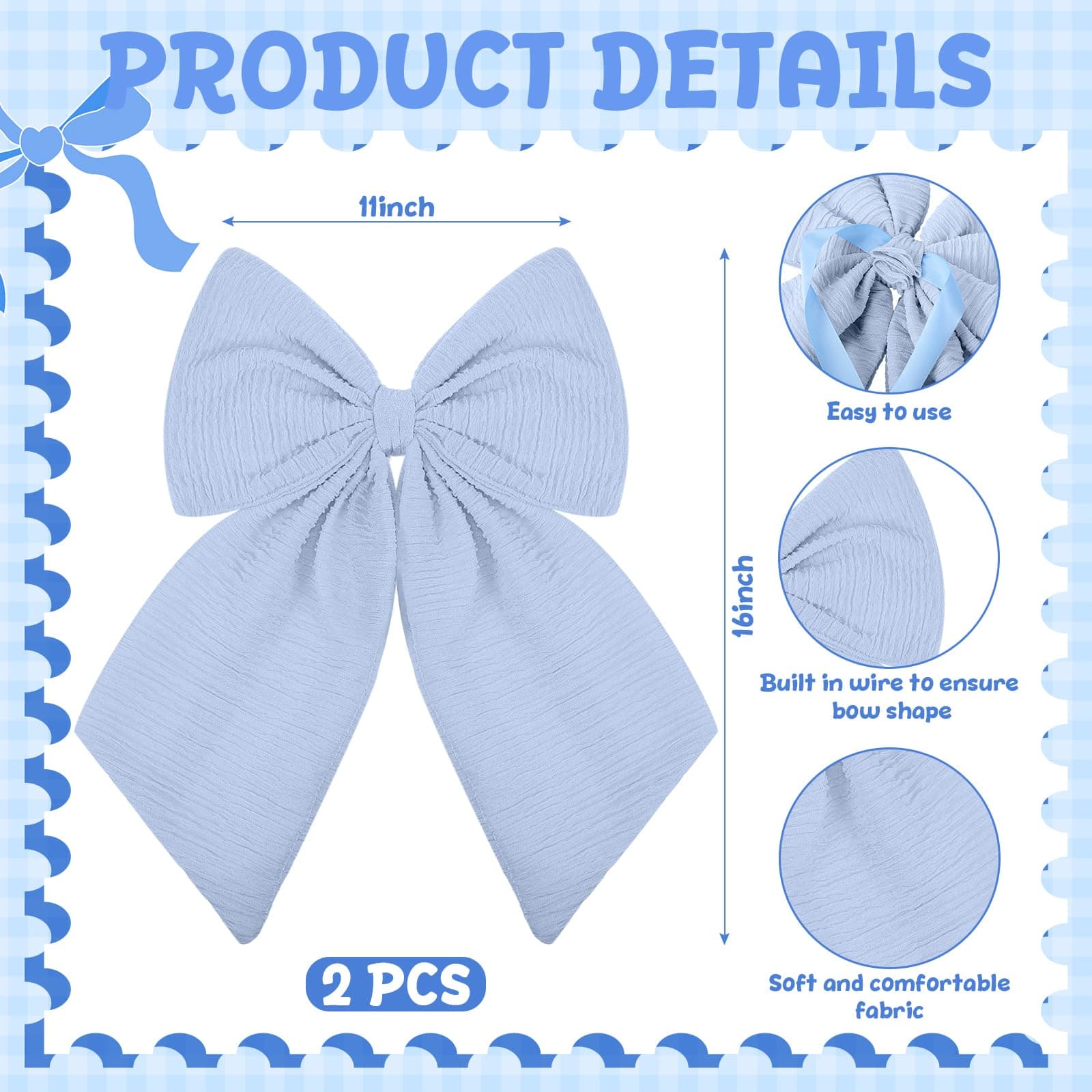 Blue Baby Crib Canopy with Bows Nursery Decor 2 pack - Thumbnail 5