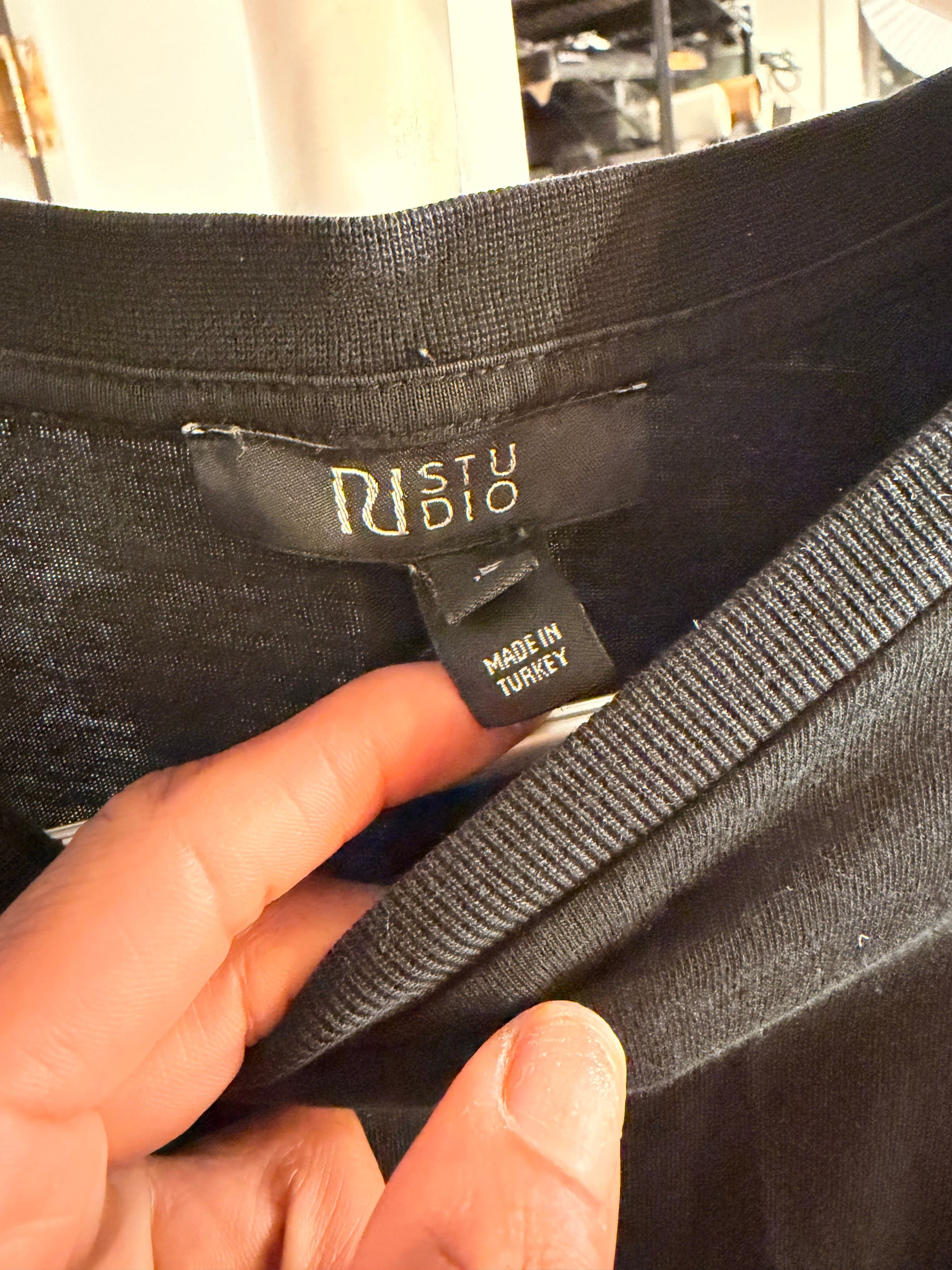 River Island | Black Cinched Waist Midi Tee Dress with Pockets | Size 14 - Thumbnail 5