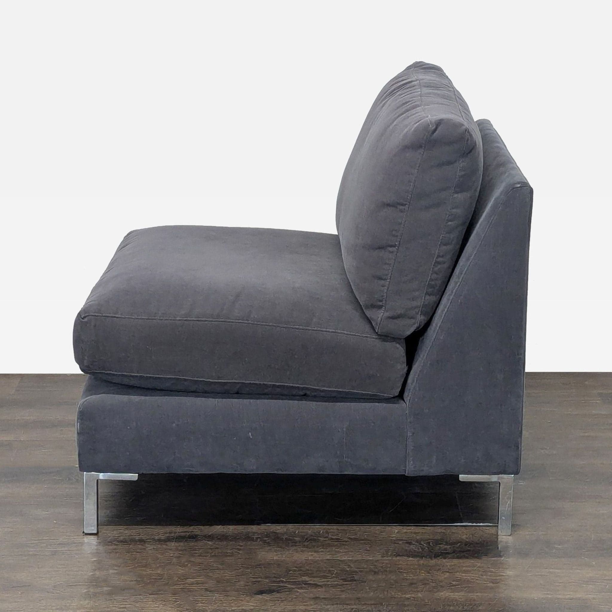 CB2 Cielo Modern Dark Gray Armless Lounge Chair - Thumbnail 7