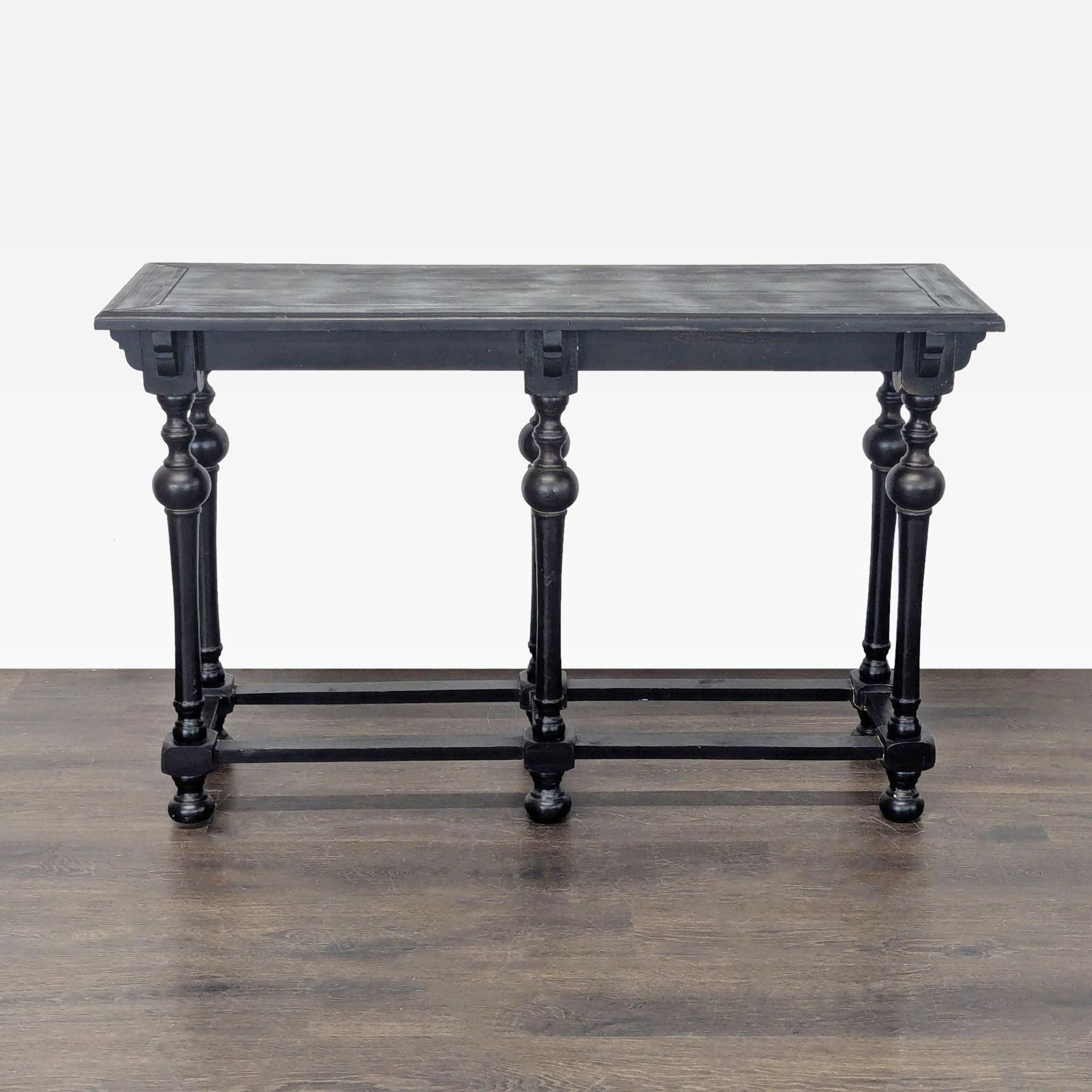 Rustic Top Console Table with Turned Legs - Thumbnail 3