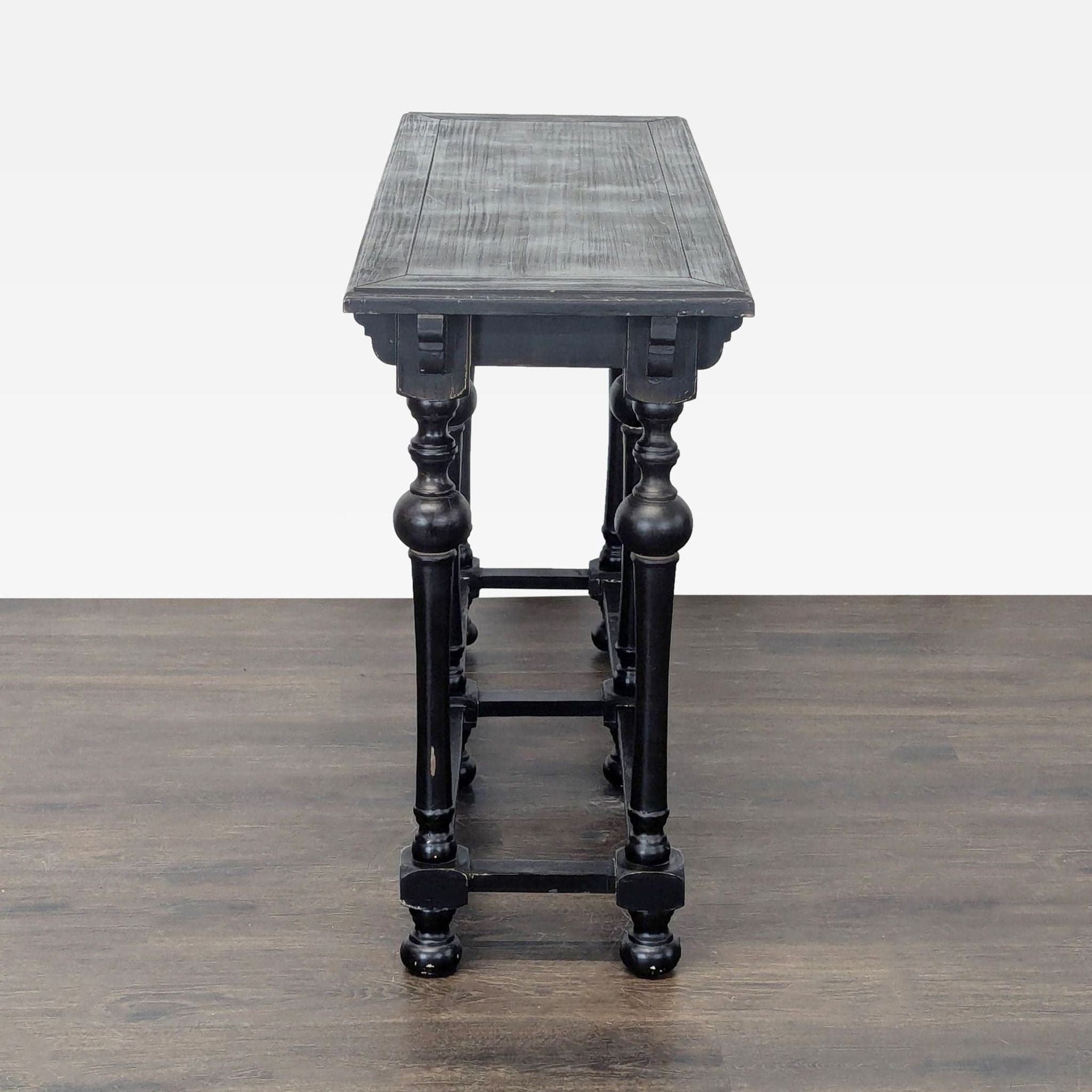 Rustic Top Console Table with Turned Legs - Thumbnail 4
