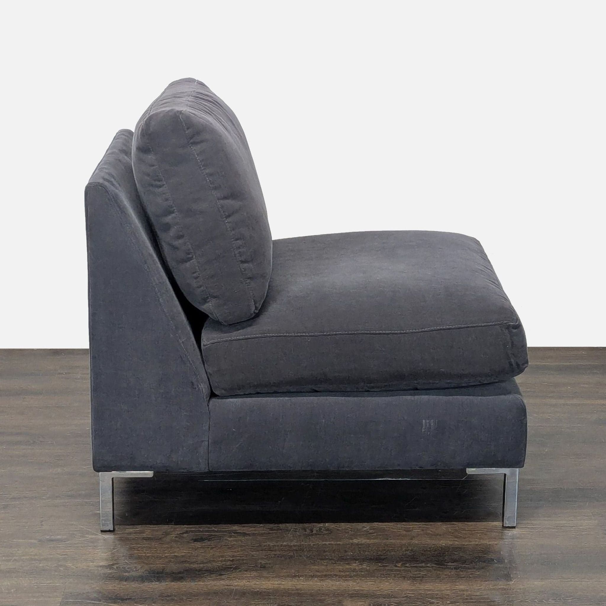 CB2 Cielo Modern Dark Gray Armless Lounge Chair - Thumbnail 8
