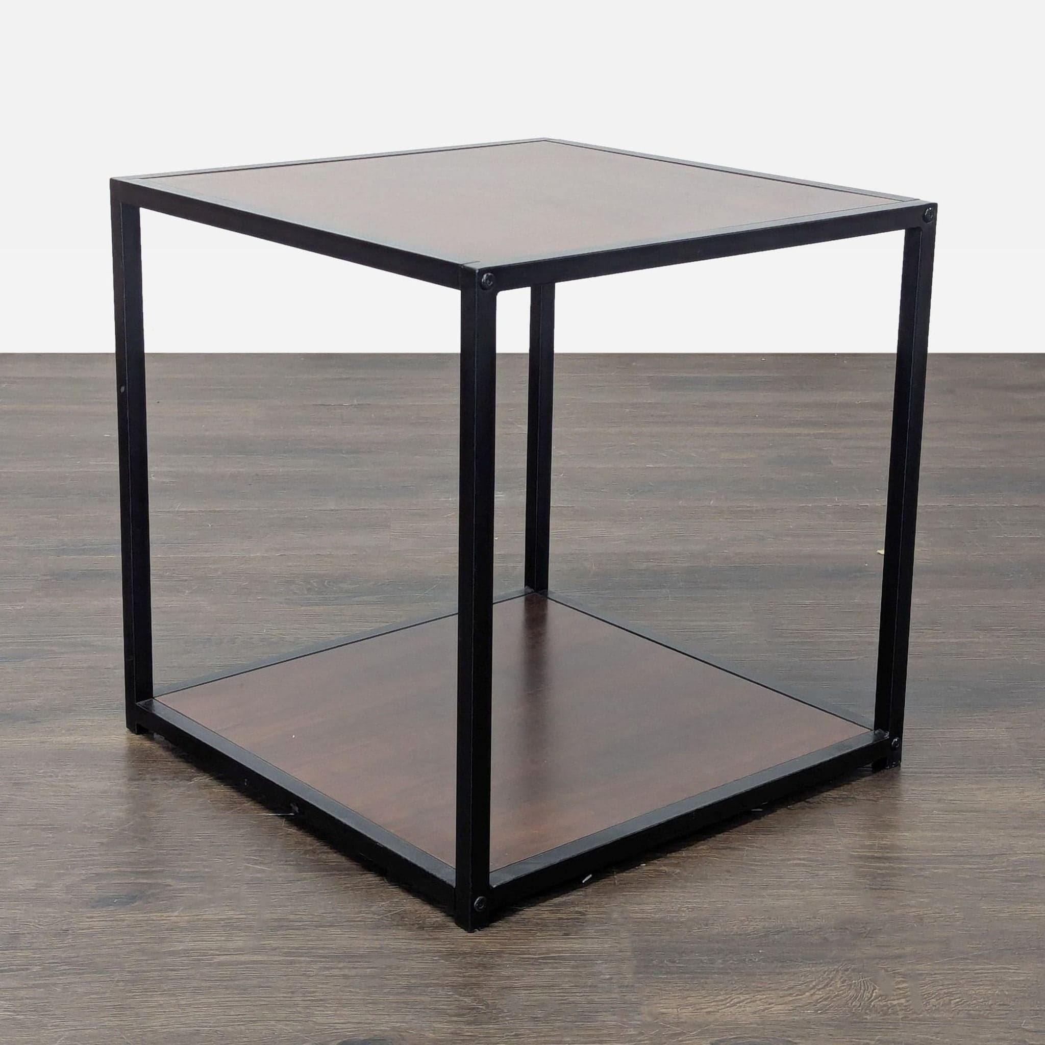 Two Tier Metal and Wood End Table - Thumbnail 3