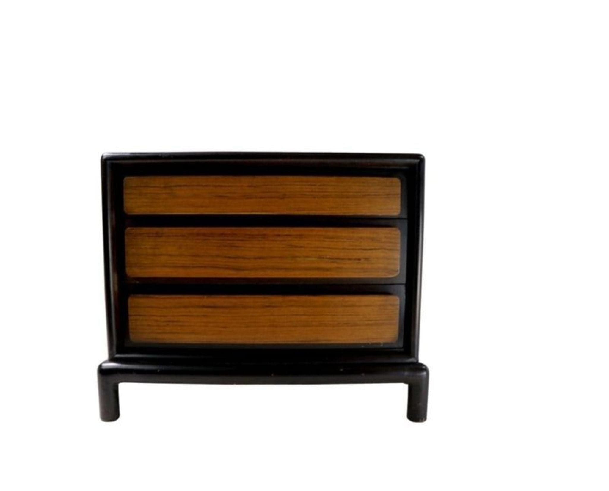 Pair of Vintage John Stuart for Mount Airy Teak Burl Walnut Chinoiserie Nightstands - Thumbnail 3