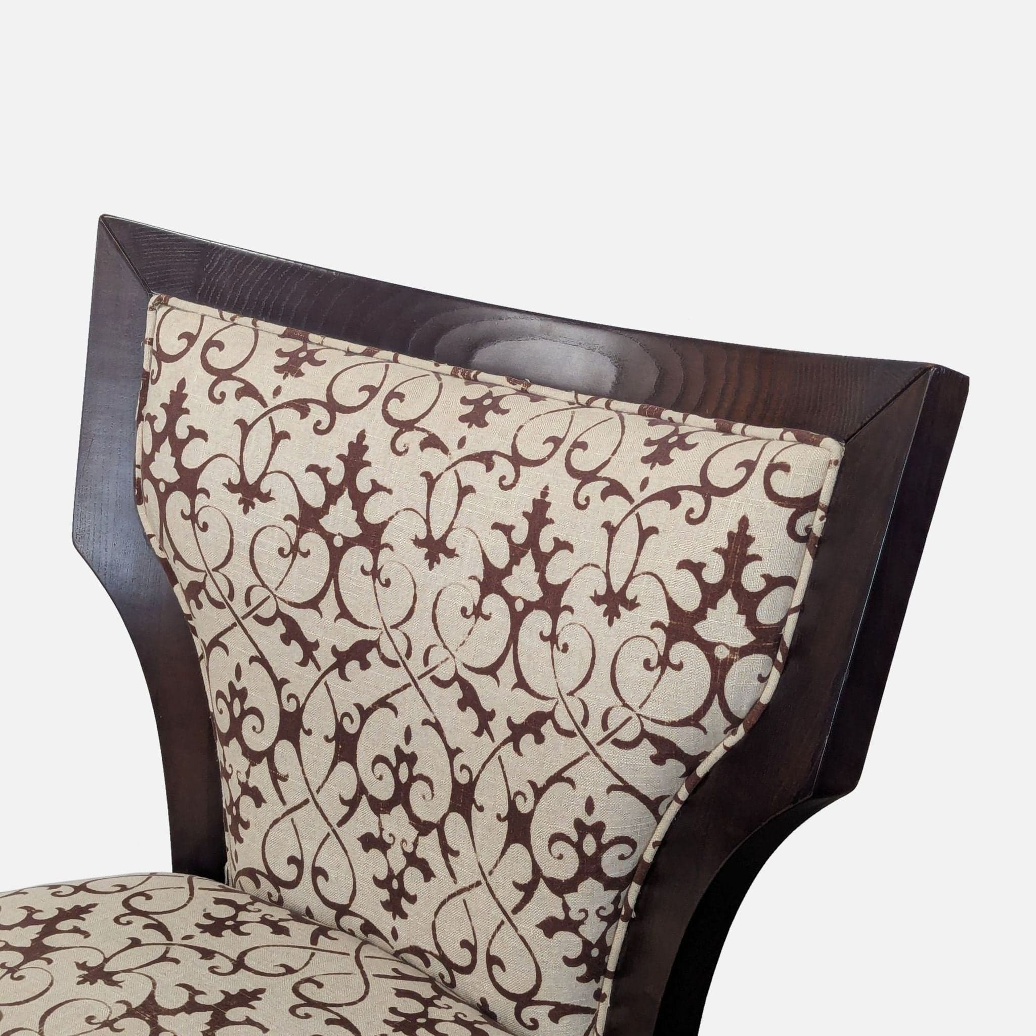 Elegant Lounge Chair with Patterned Upholstery and Wooden Frame - Thumbnail 5