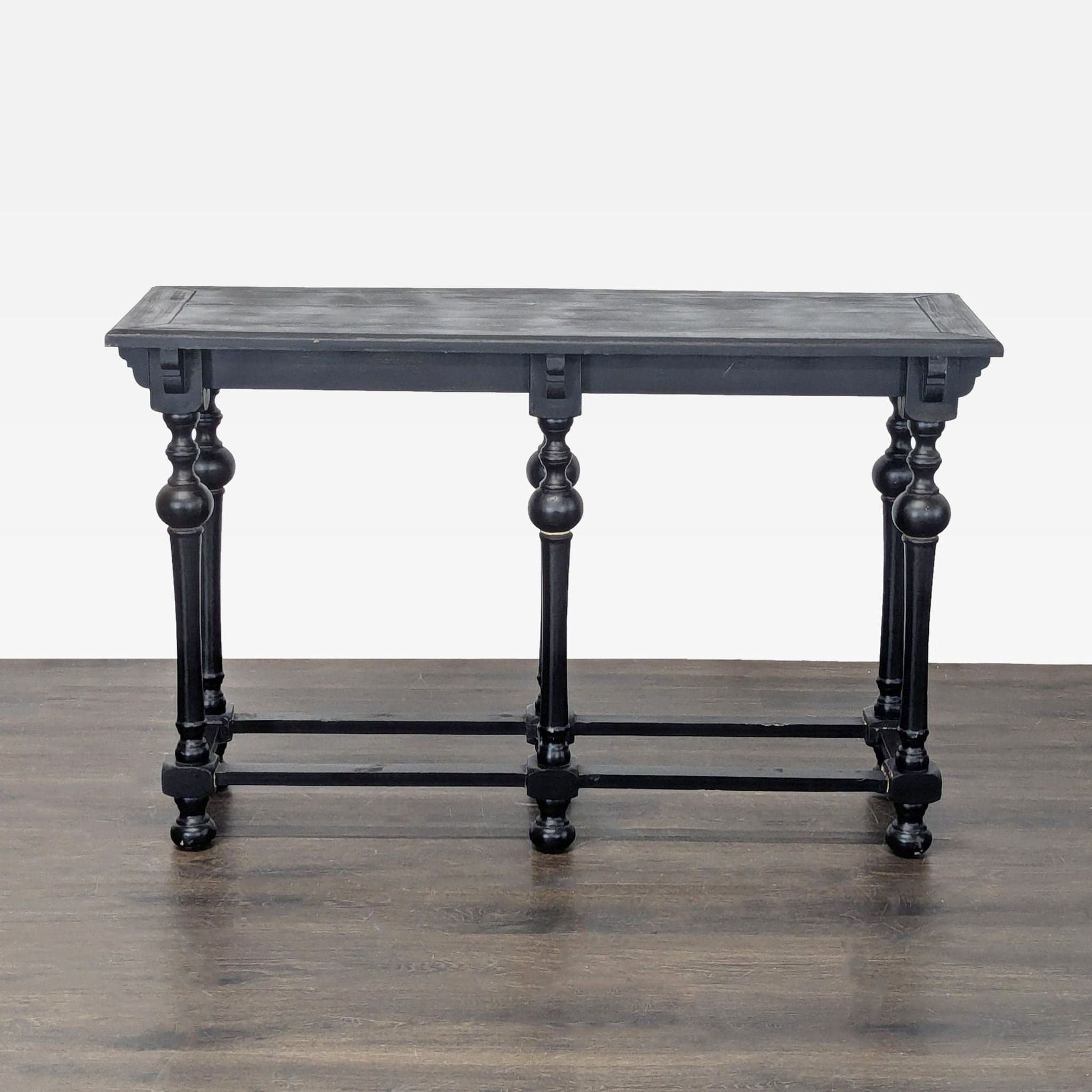 Rustic Top Console Table with Turned Legs - Thumbnail 2