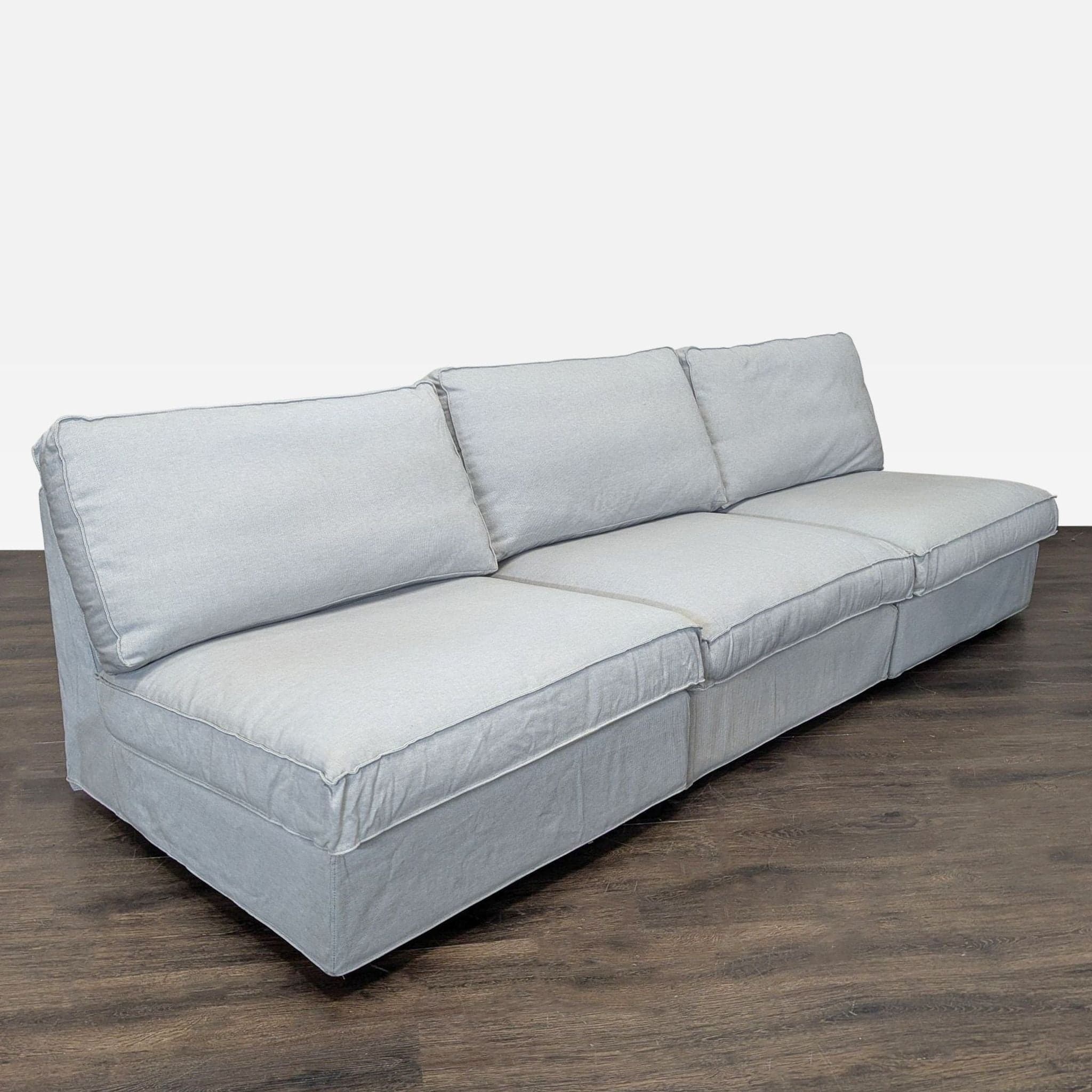 Ikea Sectional Sofa - Light Gray 3-Seater Modern Couch - Thumbnail 2