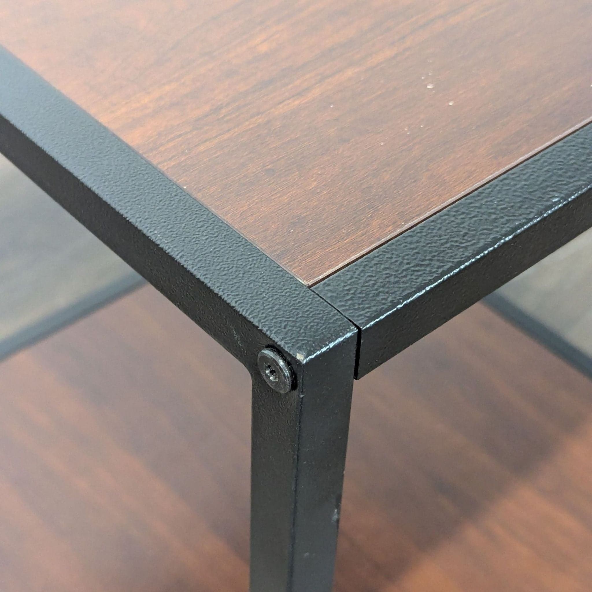 Two Tier Metal and Wood End Table - Thumbnail 5