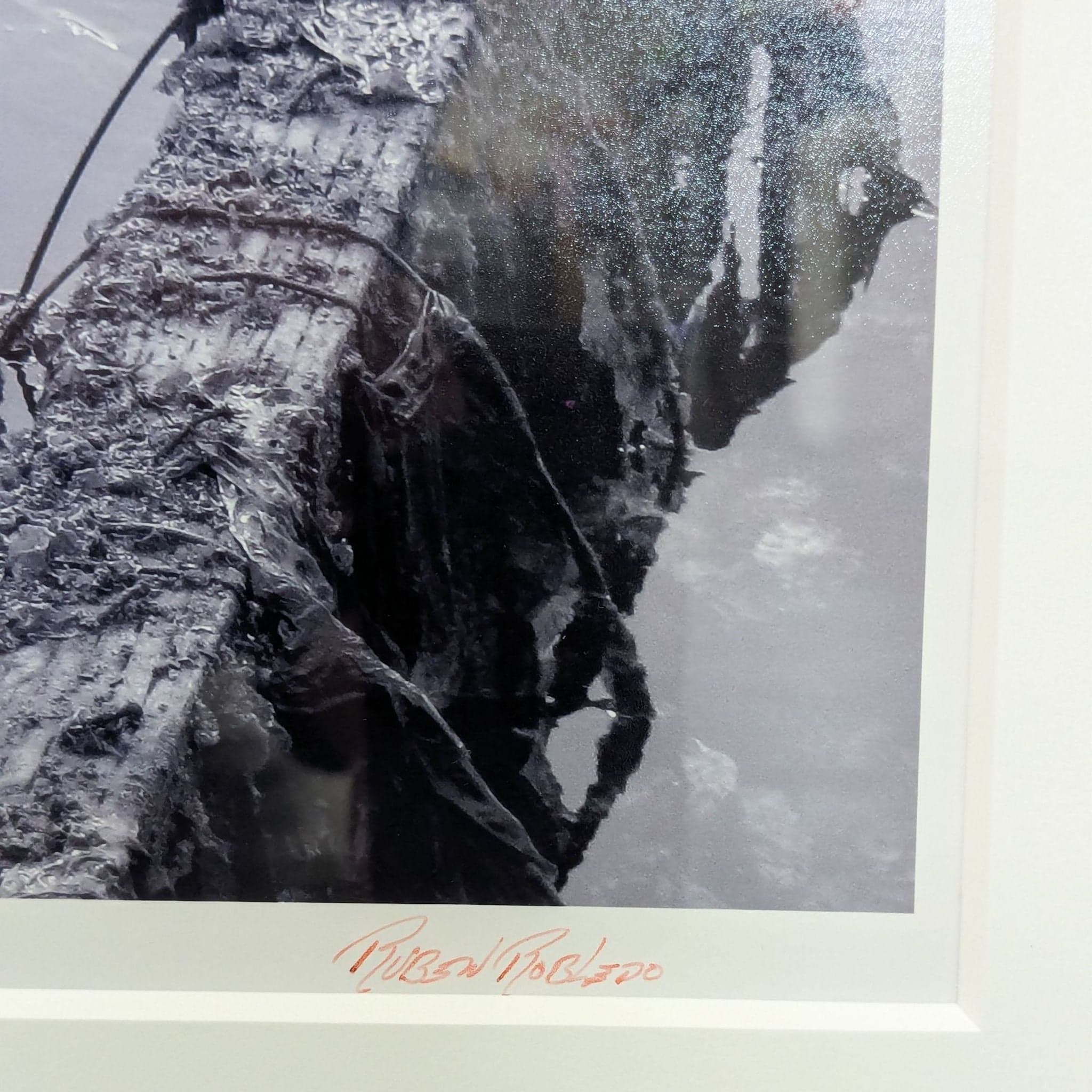 Framed Ruben Robledo “The Magic is Ready” Black and White Print of Pier Structure - Thumbnail 2