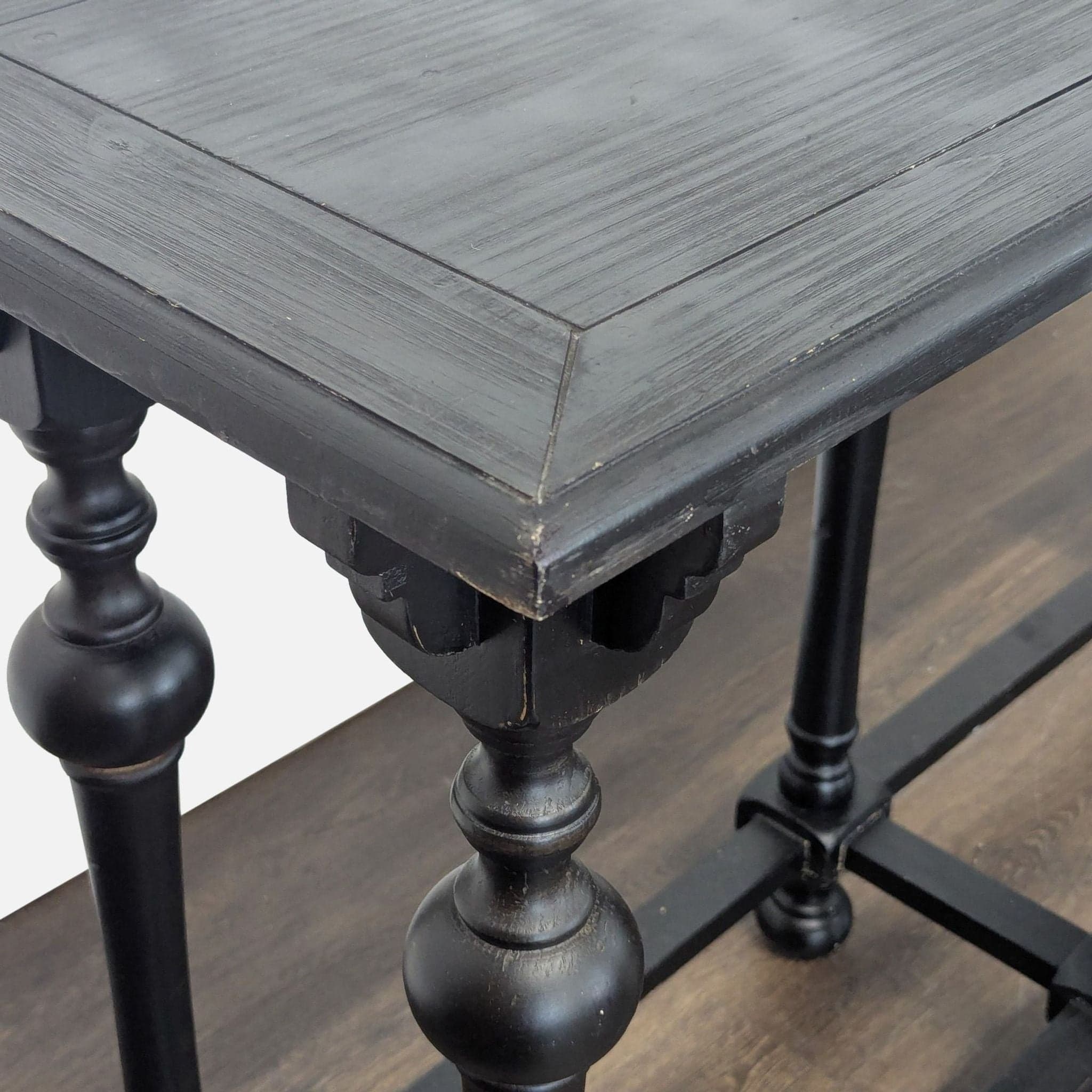 Rustic Top Console Table with Turned Legs - Thumbnail 5
