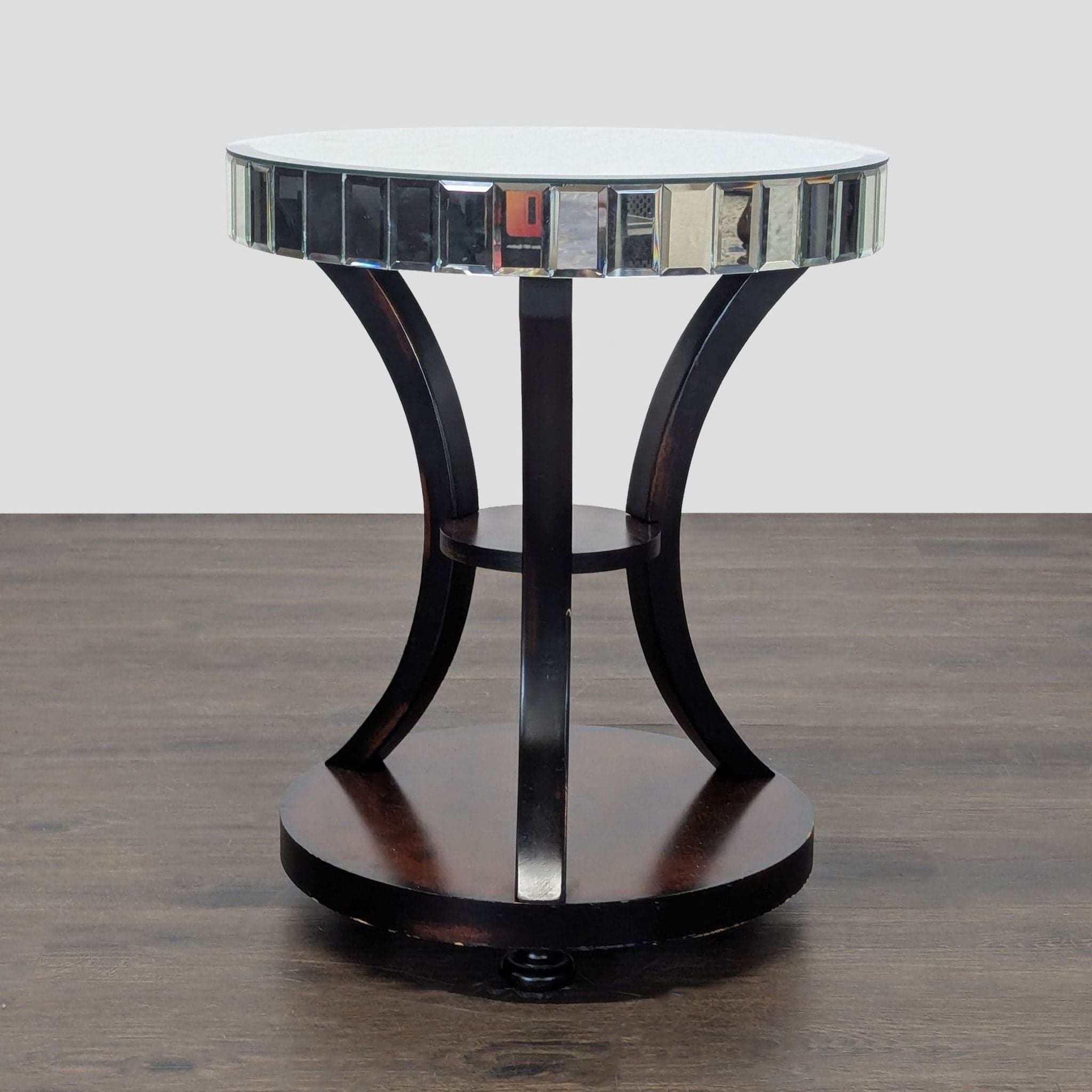 Z Gallerie Mirrored Accent Table with Wood Base - Thumbnail 5
