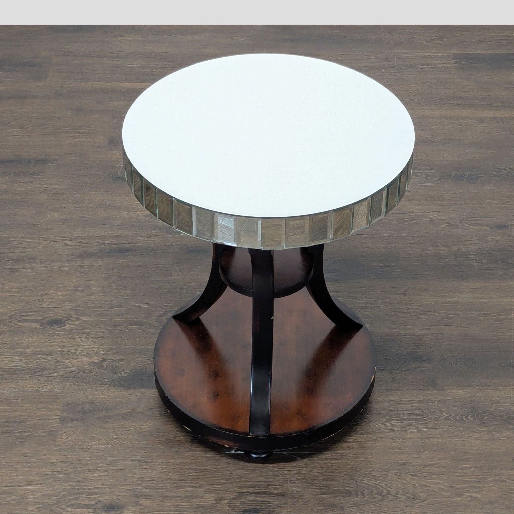 Z Gallerie Mirrored Accent Table with Wood Base - Thumbnail 2