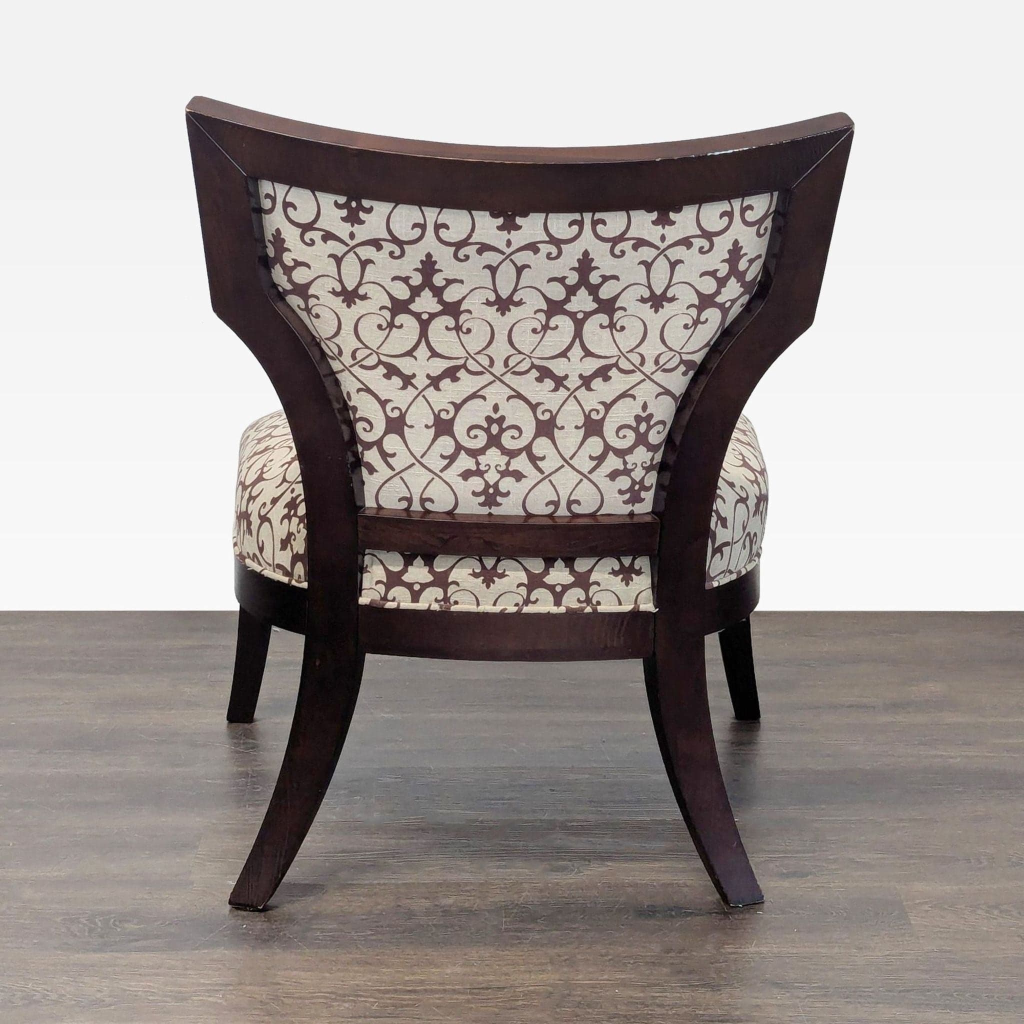 Elegant Lounge Chair with Patterned Upholstery and Wooden Frame - Thumbnail 6