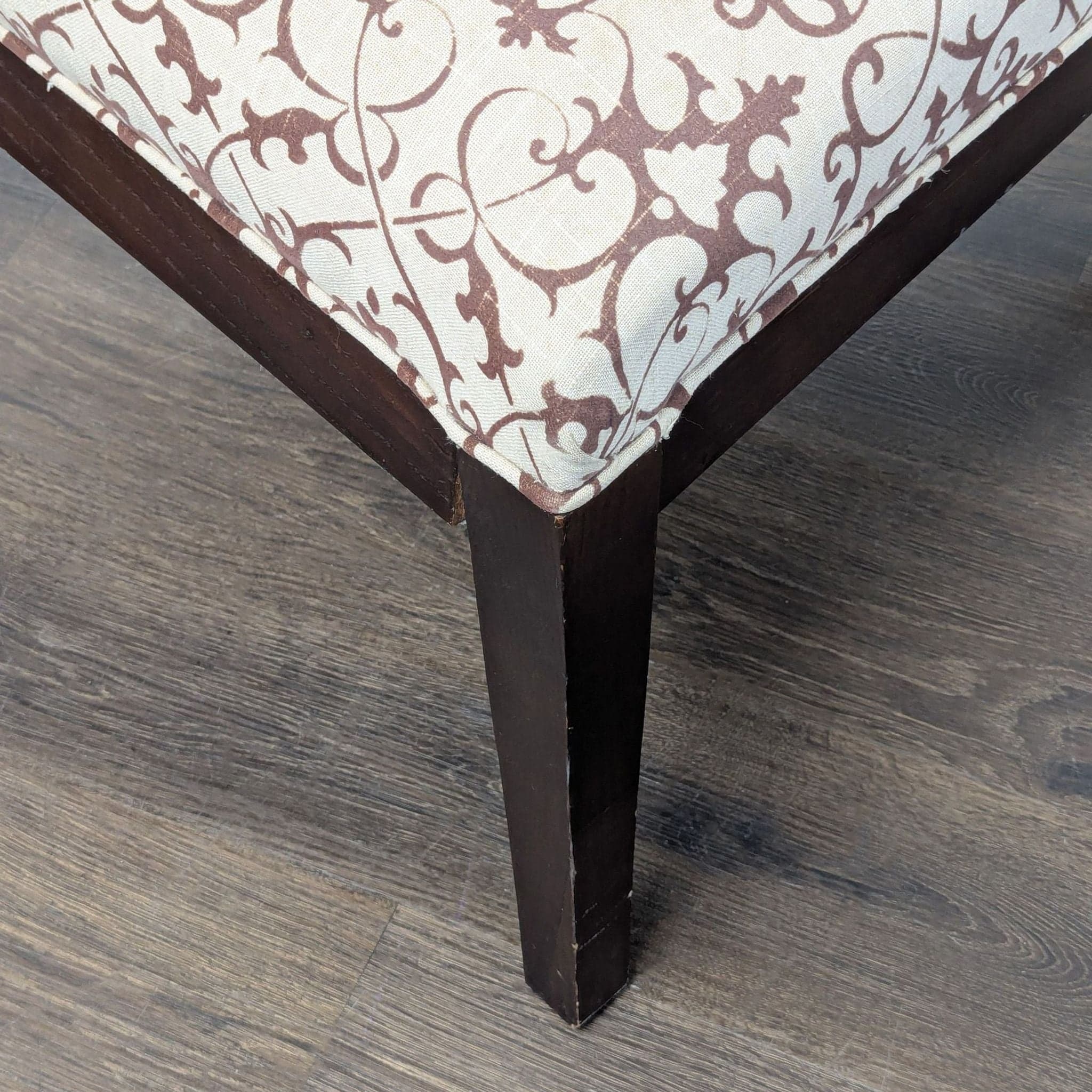 Elegant Lounge Chair with Patterned Upholstery and Wooden Frame - Thumbnail 4