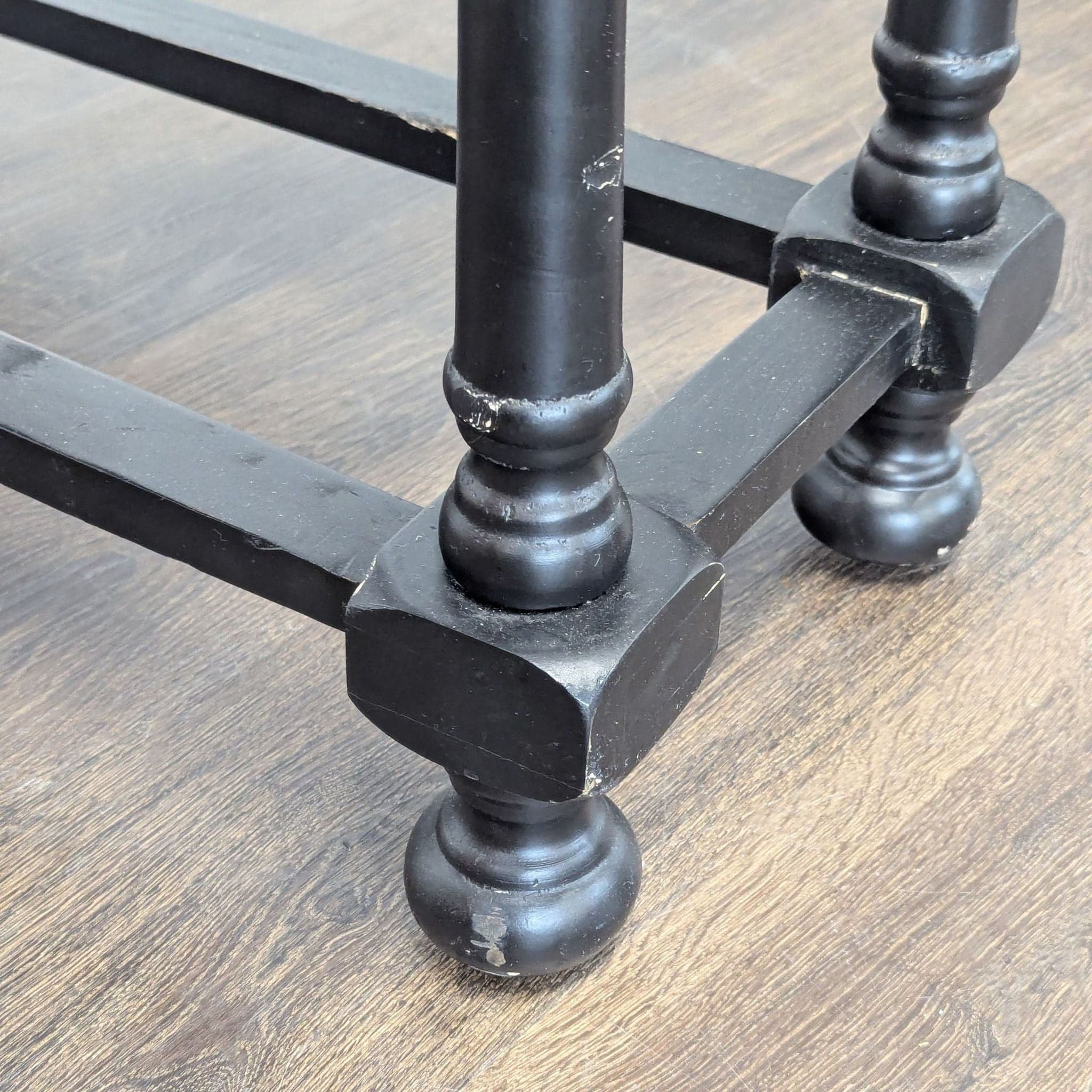 Rustic Top Console Table with Turned Legs - Thumbnail 6