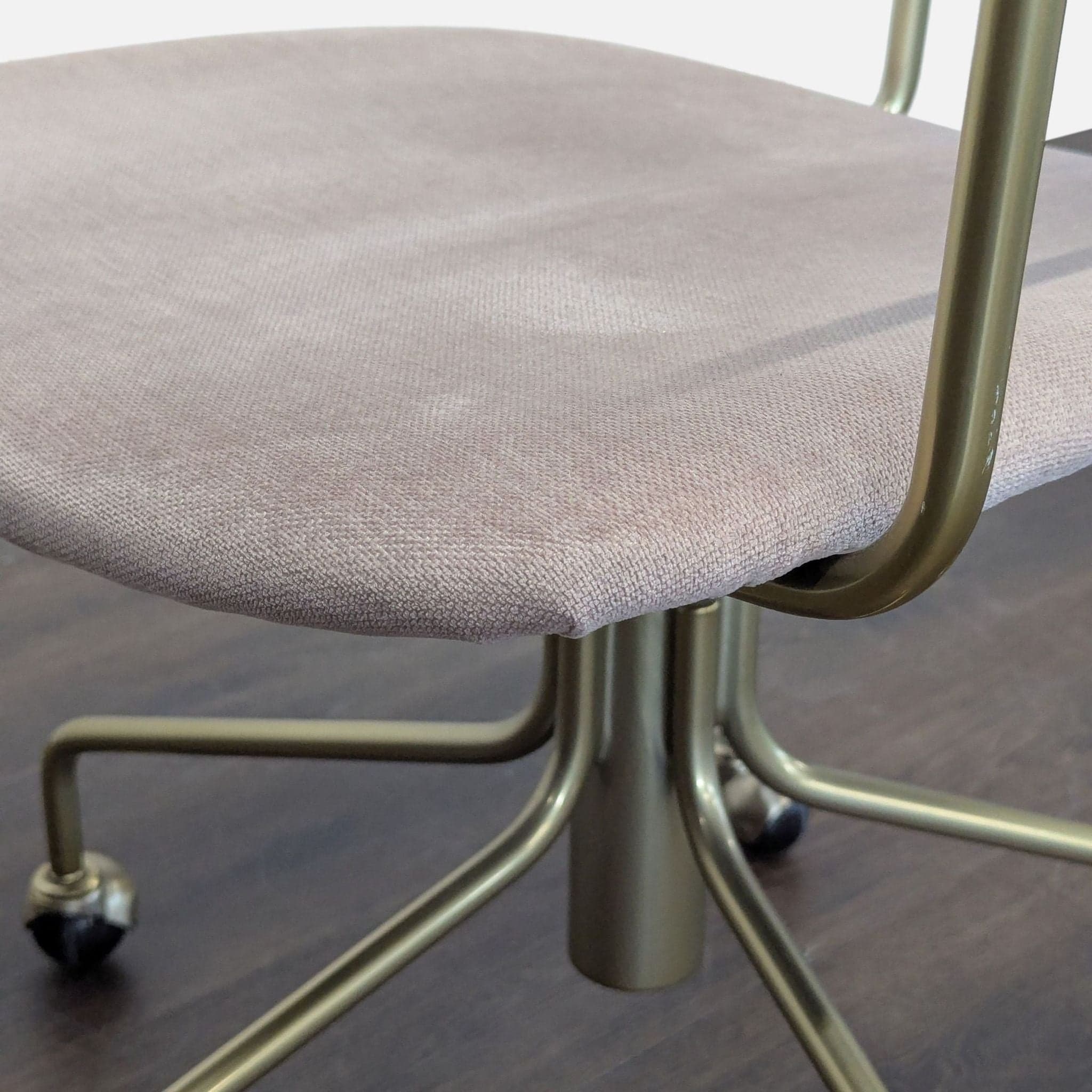 West Elm Modern Upholstered Office Chair with Brass Base and Casters - Thumbnail 4