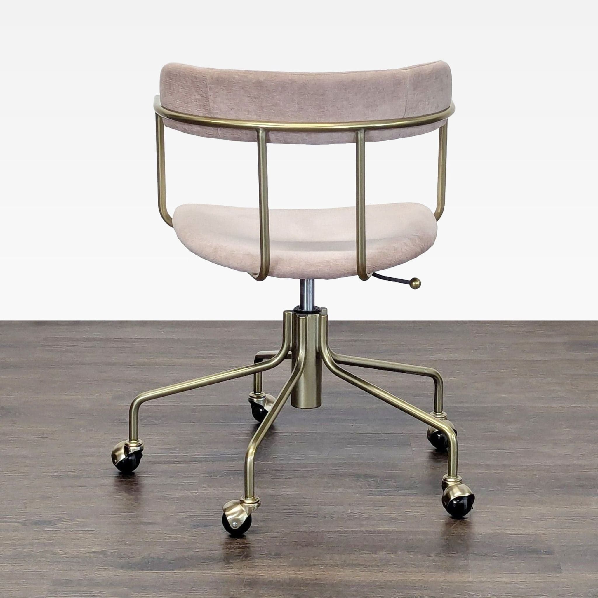 West Elm Modern Upholstered Office Chair with Brass Base and Casters - Thumbnail 9