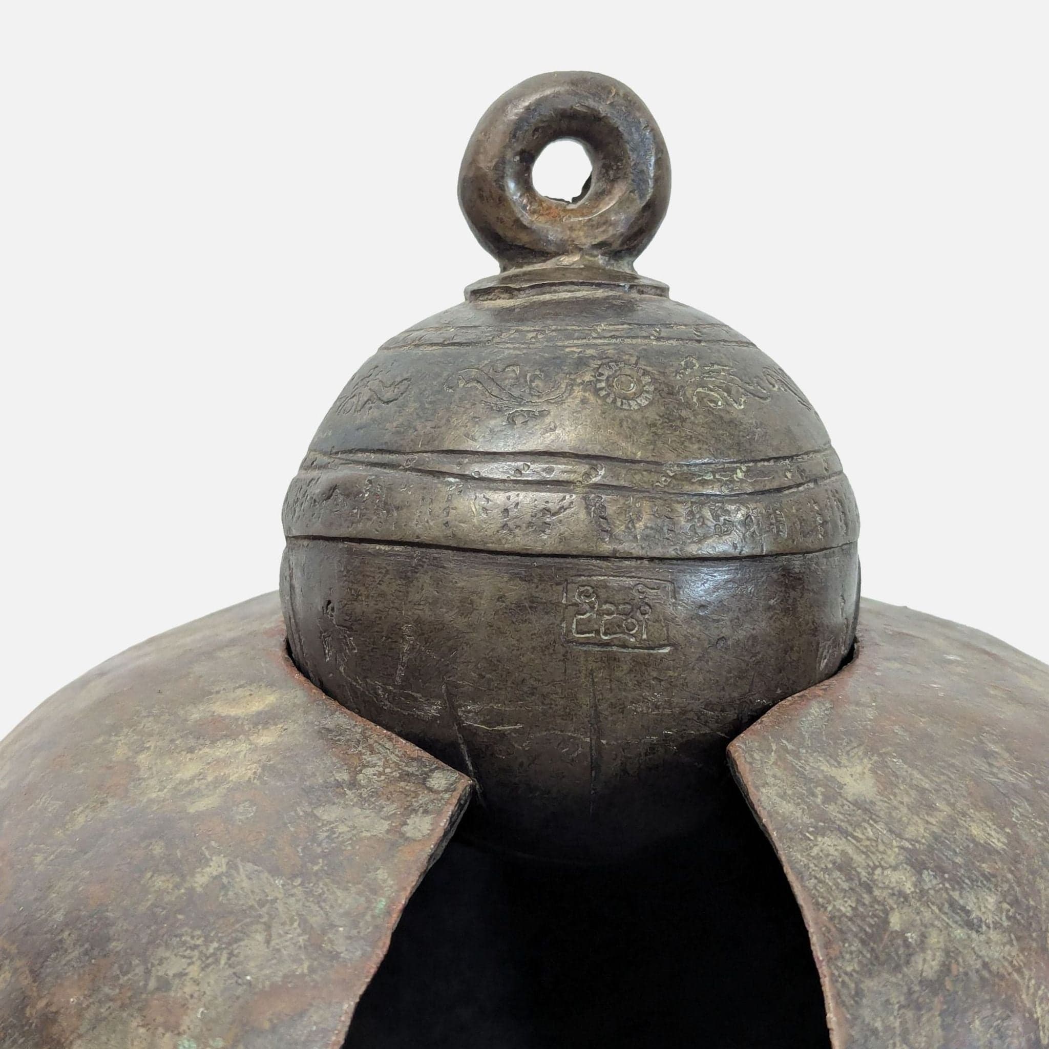 Cast Bronze Decorative Livestock Bell with Engraved Collar - Thumbnail 2
