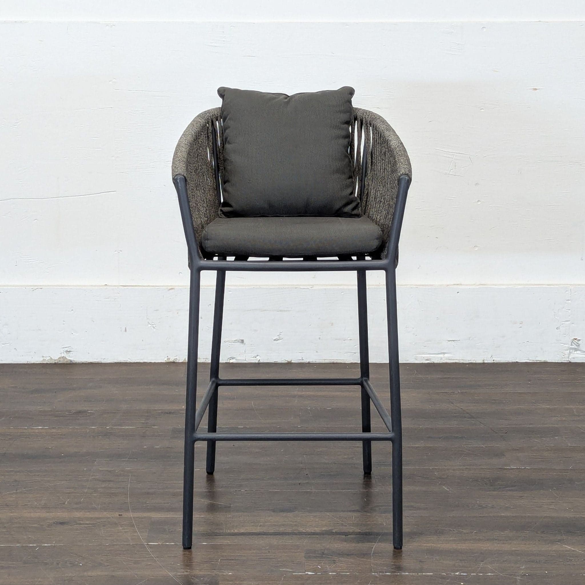 Four Hands Porto Charcoal And Bronze Performance Fabric Outdoor Bar Stool - Thumbnail 2