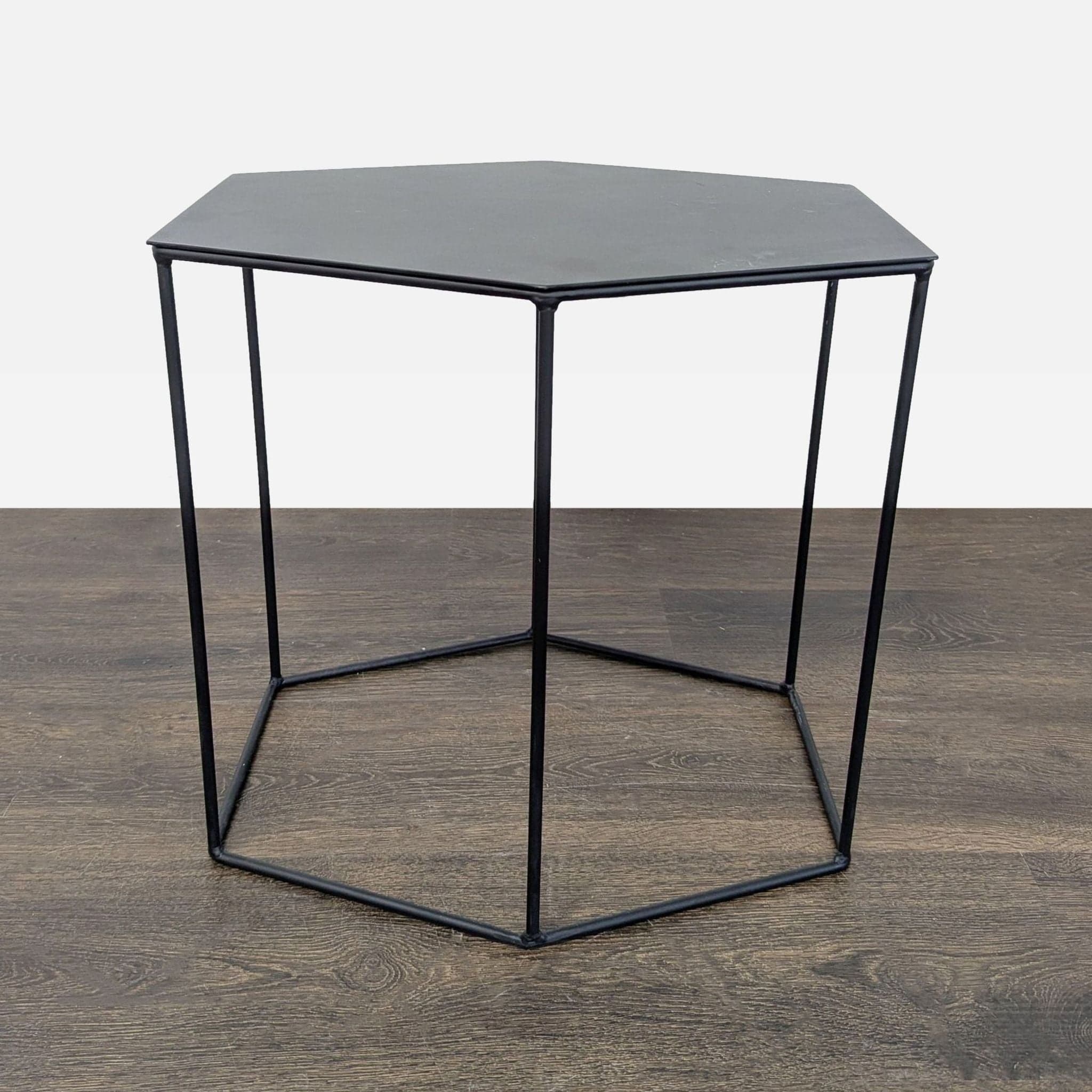 Trio of Wood Top Hexagon Tables - Thumbnail 8