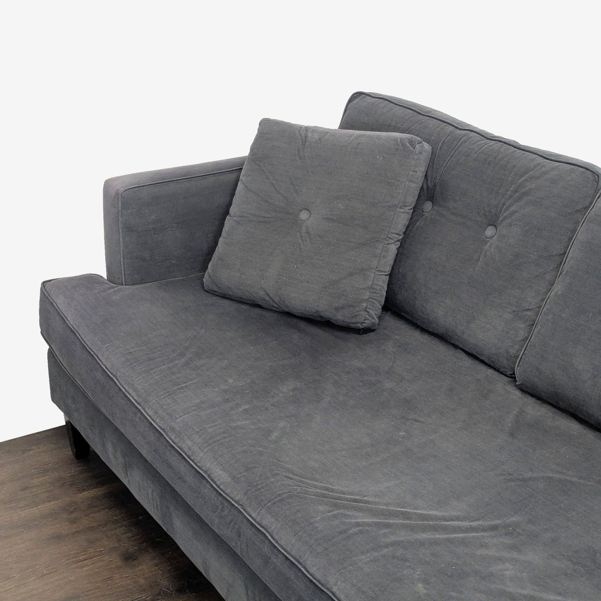 Modern Gray L-Shaped Sectional Sofa with Tufted Cushions - Thumbnail 5