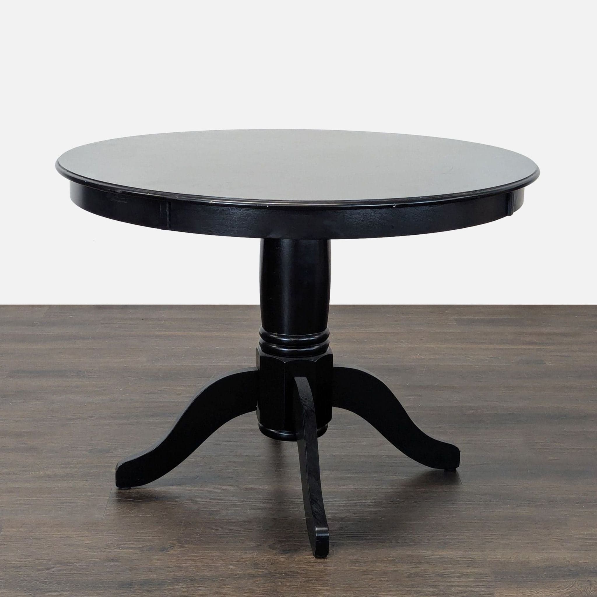 Long Wood Forest Products Black 4-Piece Dining Set with Round Table - Thumbnail 2