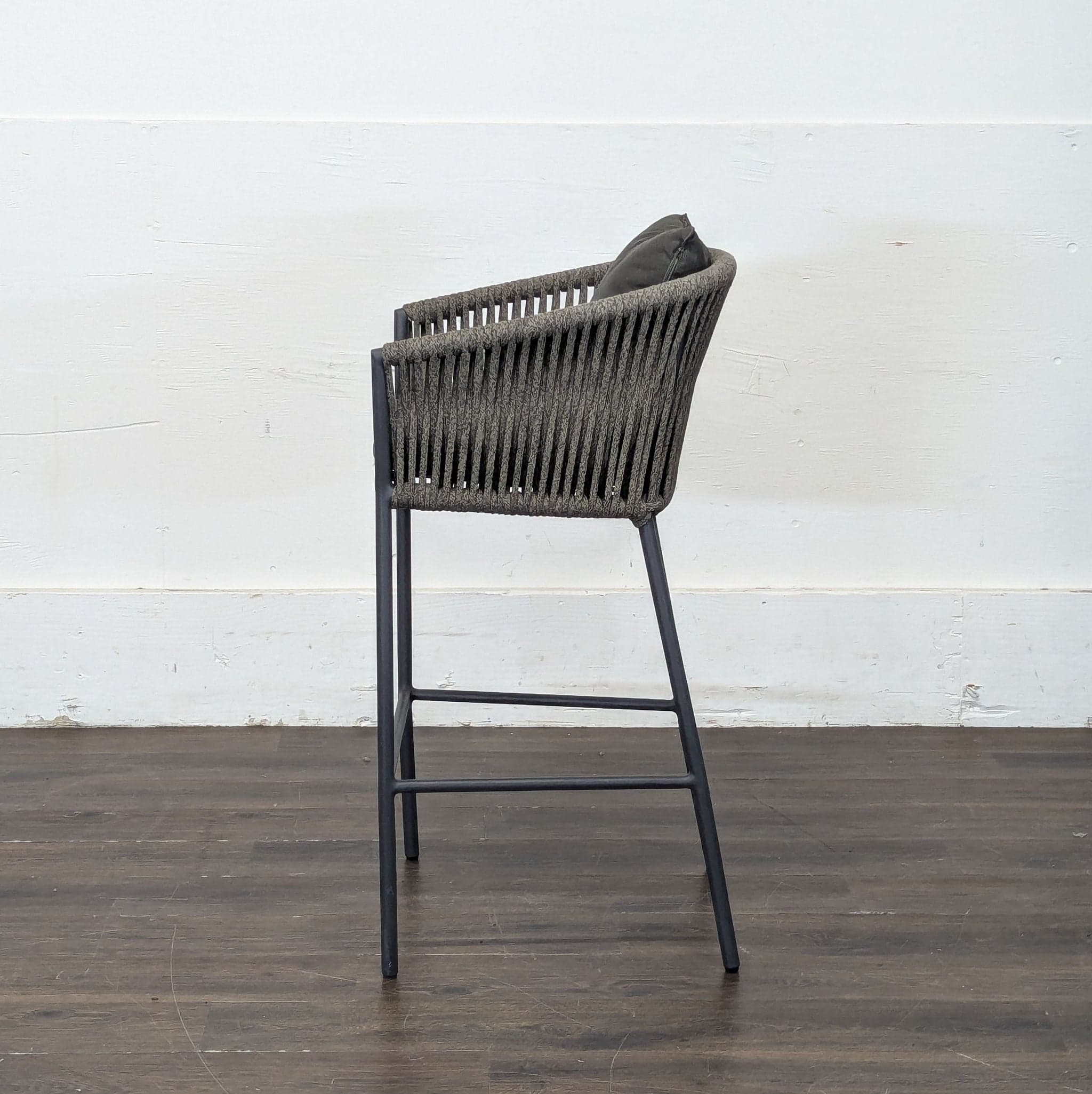 Four Hands Porto Charcoal And Bronze Performance Fabric Outdoor Bar Stool - Thumbnail 5