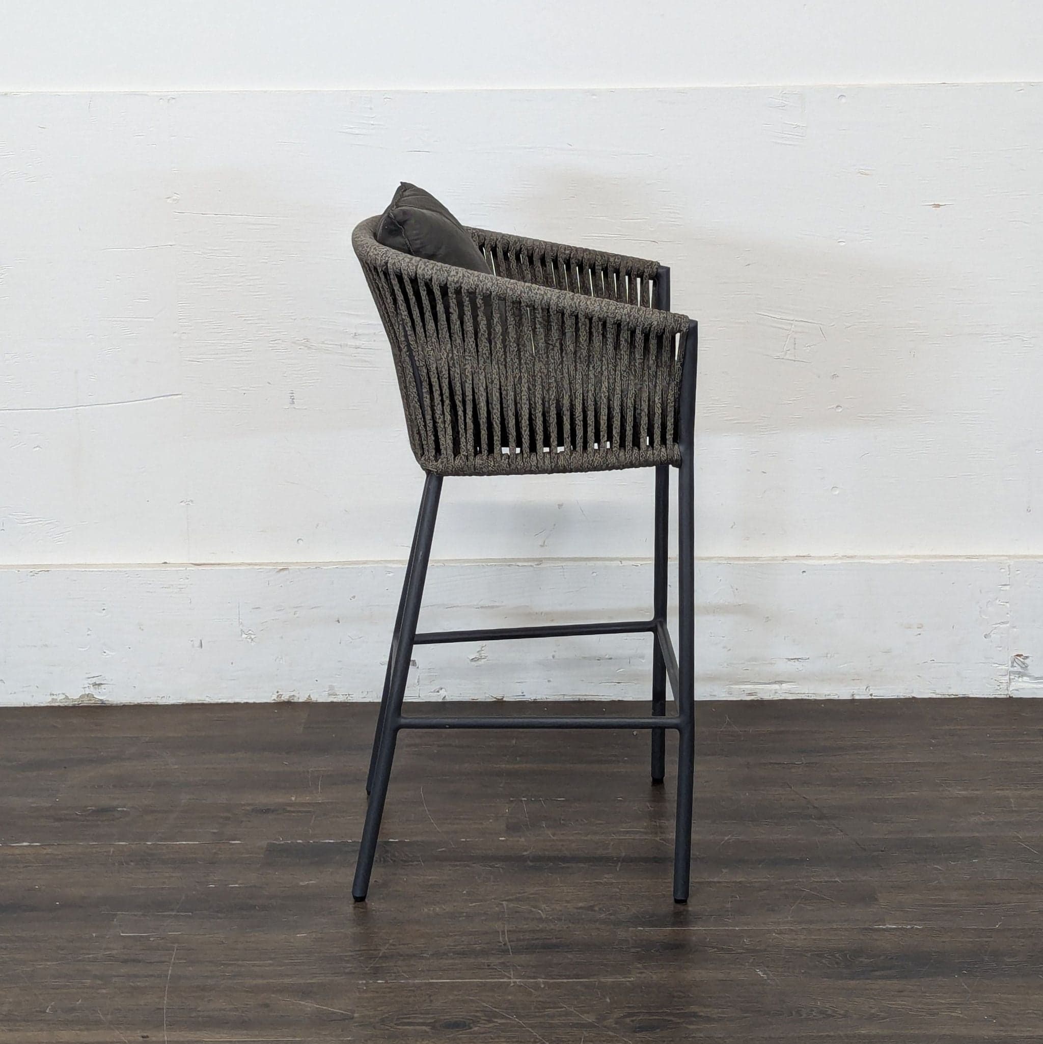 Four Hands Porto Charcoal And Bronze Performance Fabric Outdoor Bar Stool - Thumbnail 3