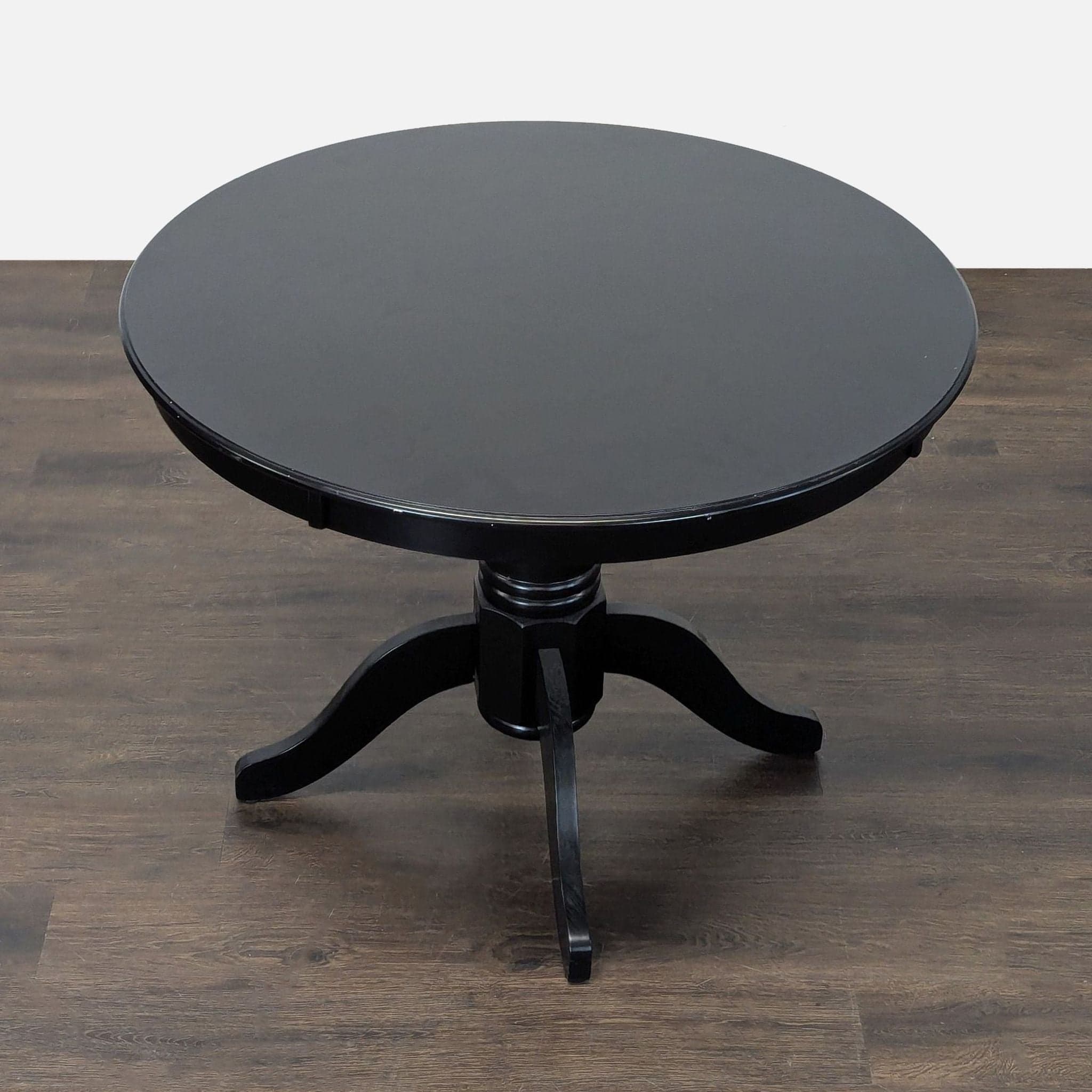 Long Wood Forest Products Black 4-Piece Dining Set with Round Table - Thumbnail 4